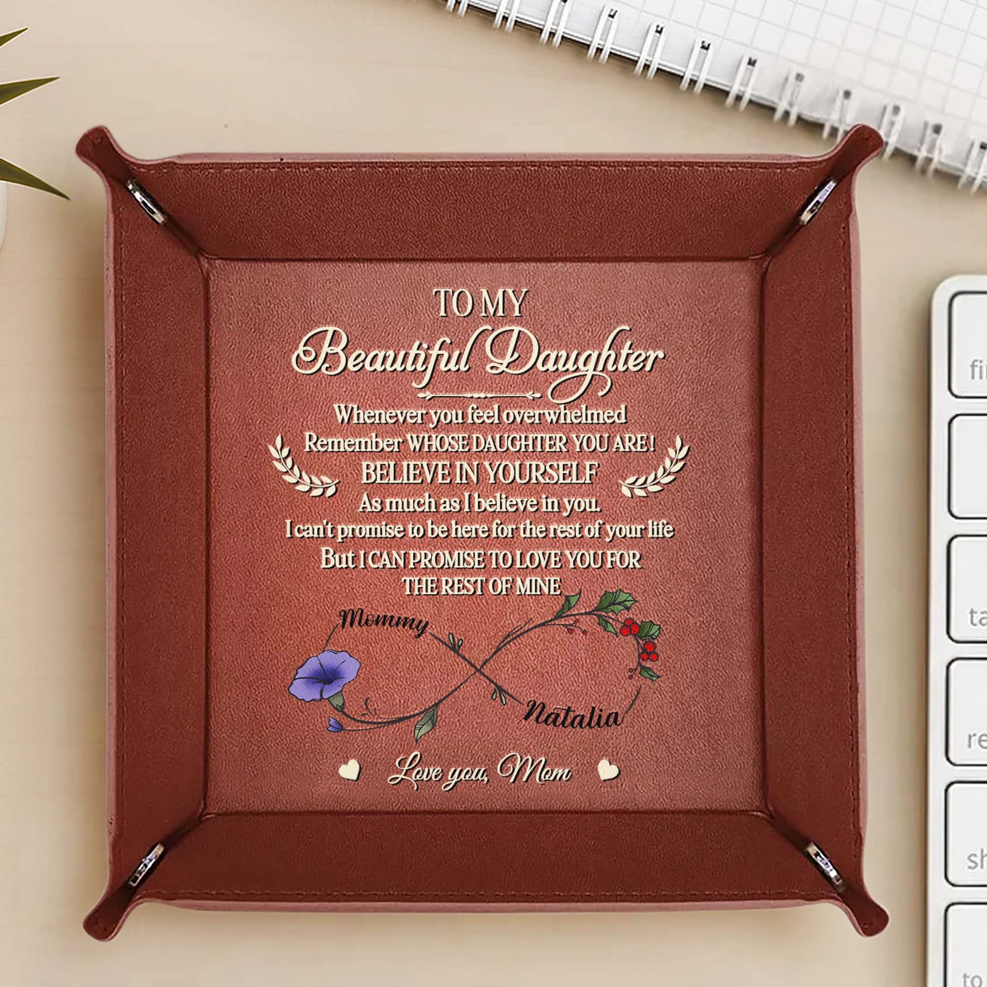 To My Beautiful Daughter, Flower And Heart Design