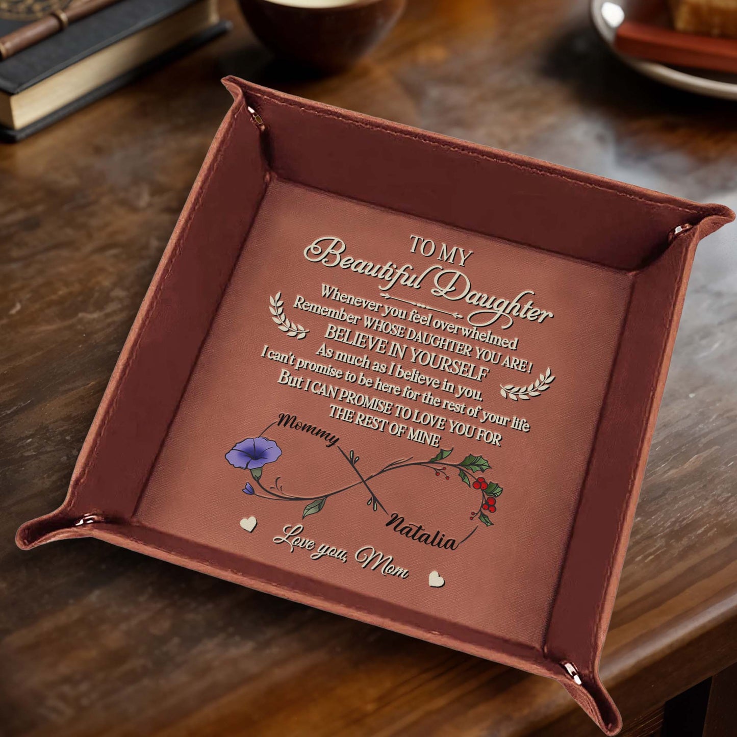 To My Beautiful Daughter, Flower And Heart Design