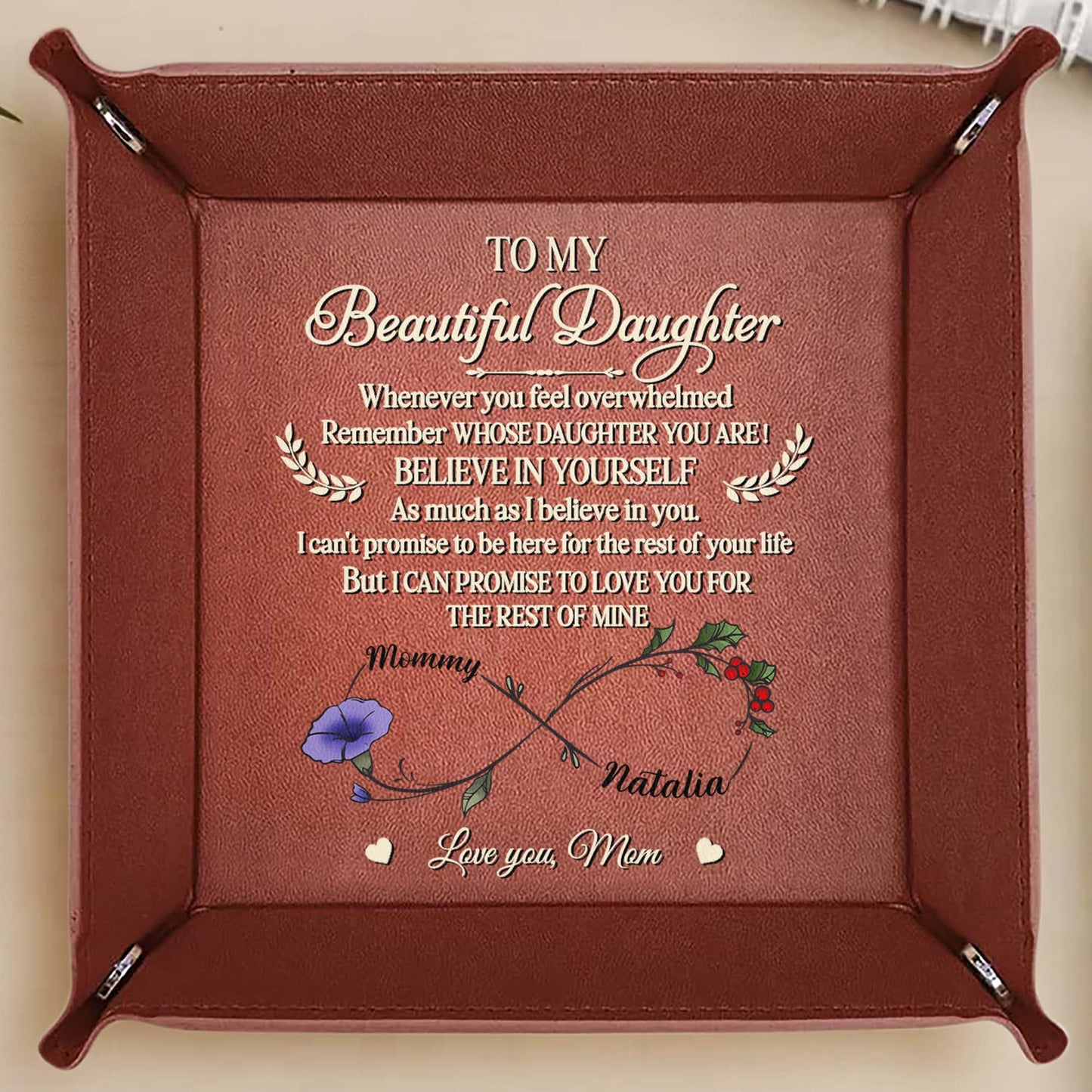 To My Beautiful Daughter, Flower And Heart Design