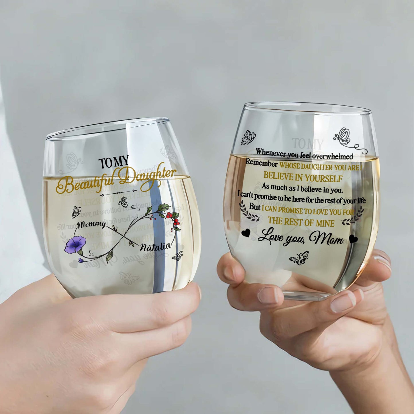 To My Beautiful Daughter, For The Rest Of Mine, Flowers and Hearts