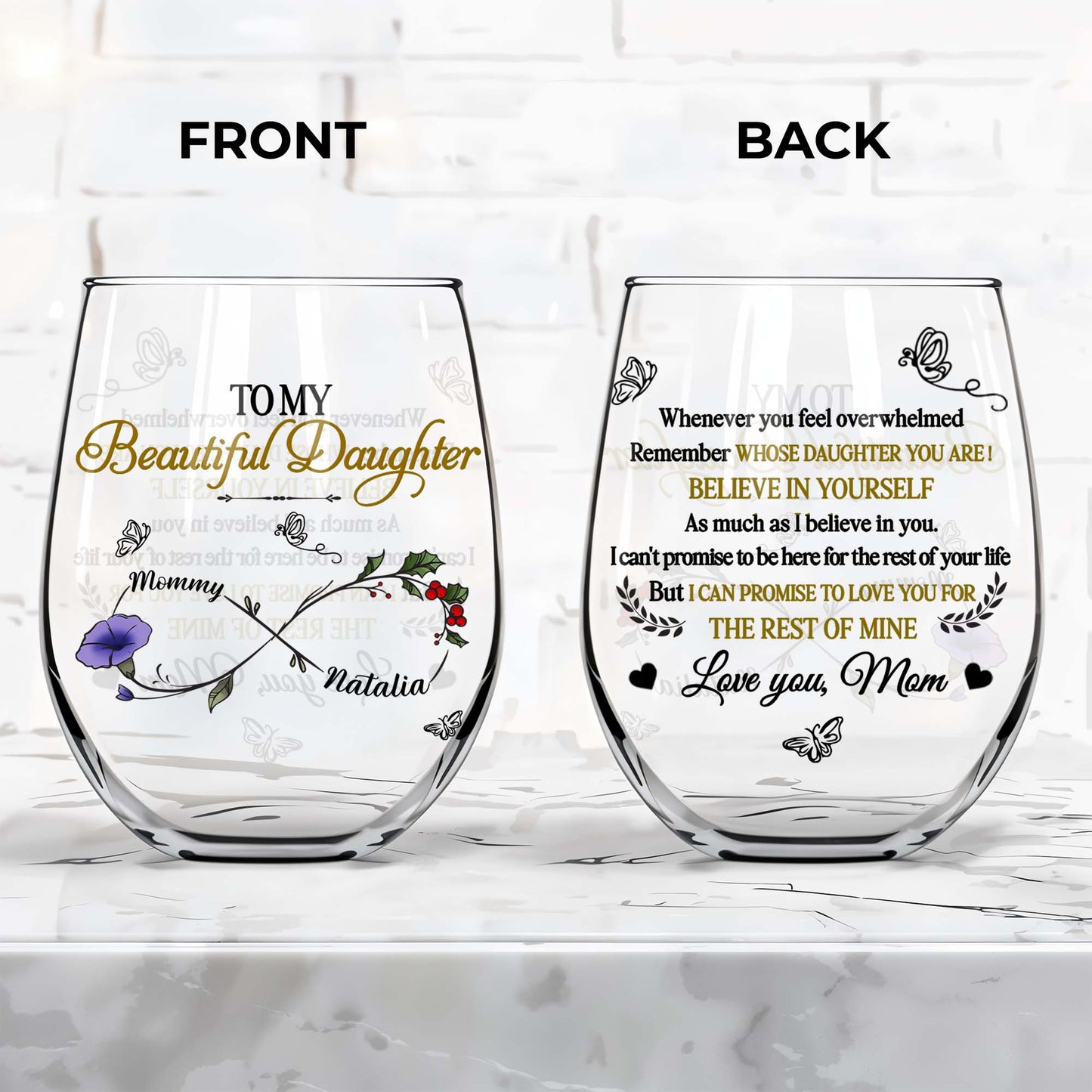 To My Beautiful Daughter, For The Rest Of Mine, Flowers and Hearts