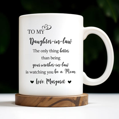 À ma belle-fille, la seule chose qui soit meilleure que d'être ta belle-mère, fleurs et papillons - Tasse à café personnalisée - DAU173_MG