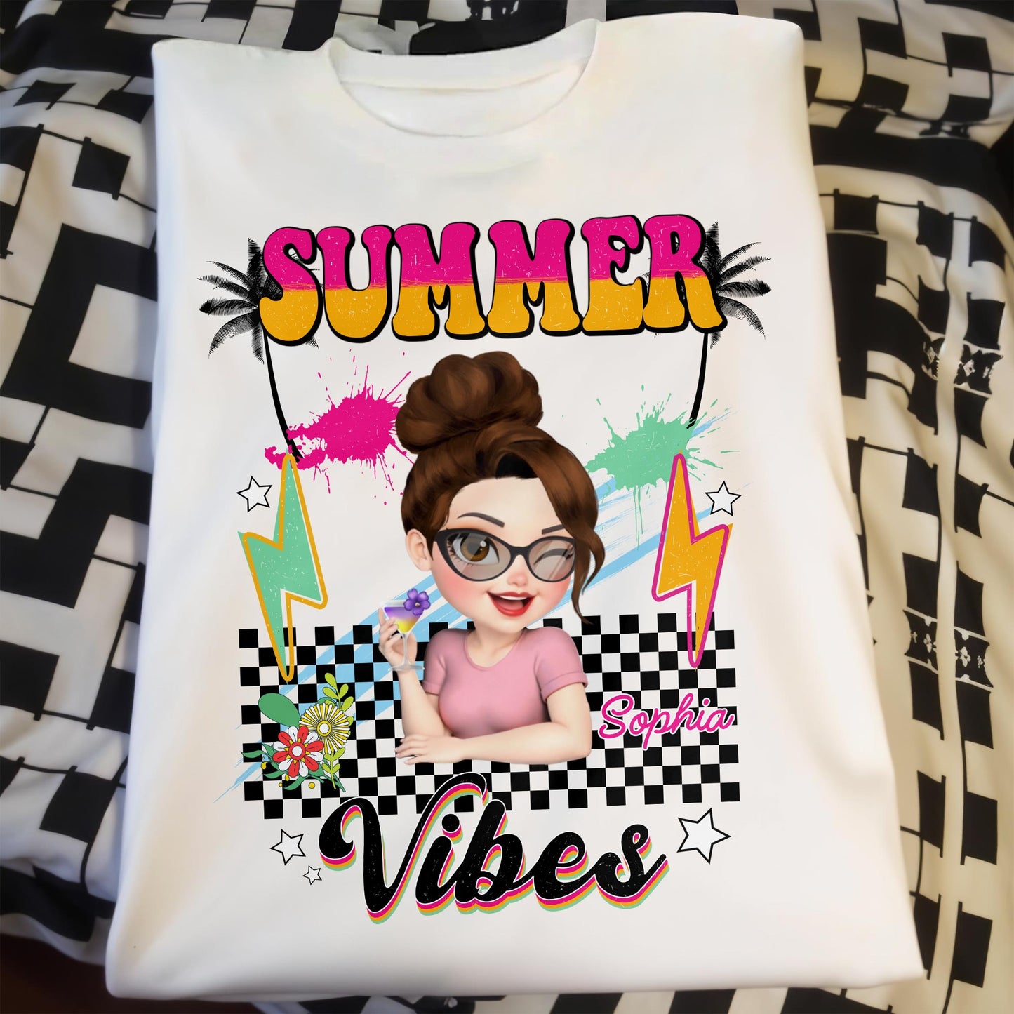 Summer Vibes With Sunglasses And Palm Trees