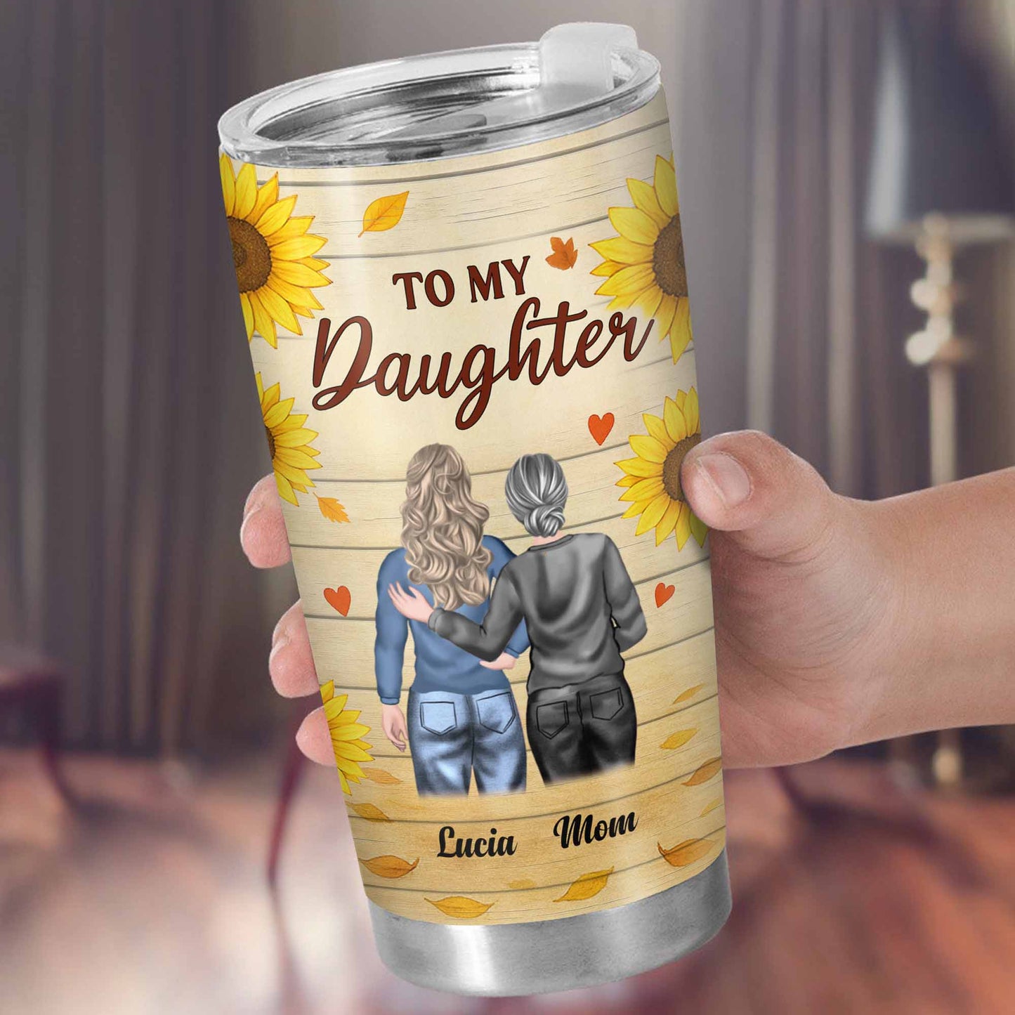 To My Daughter, Sunflowers and Hearts Design