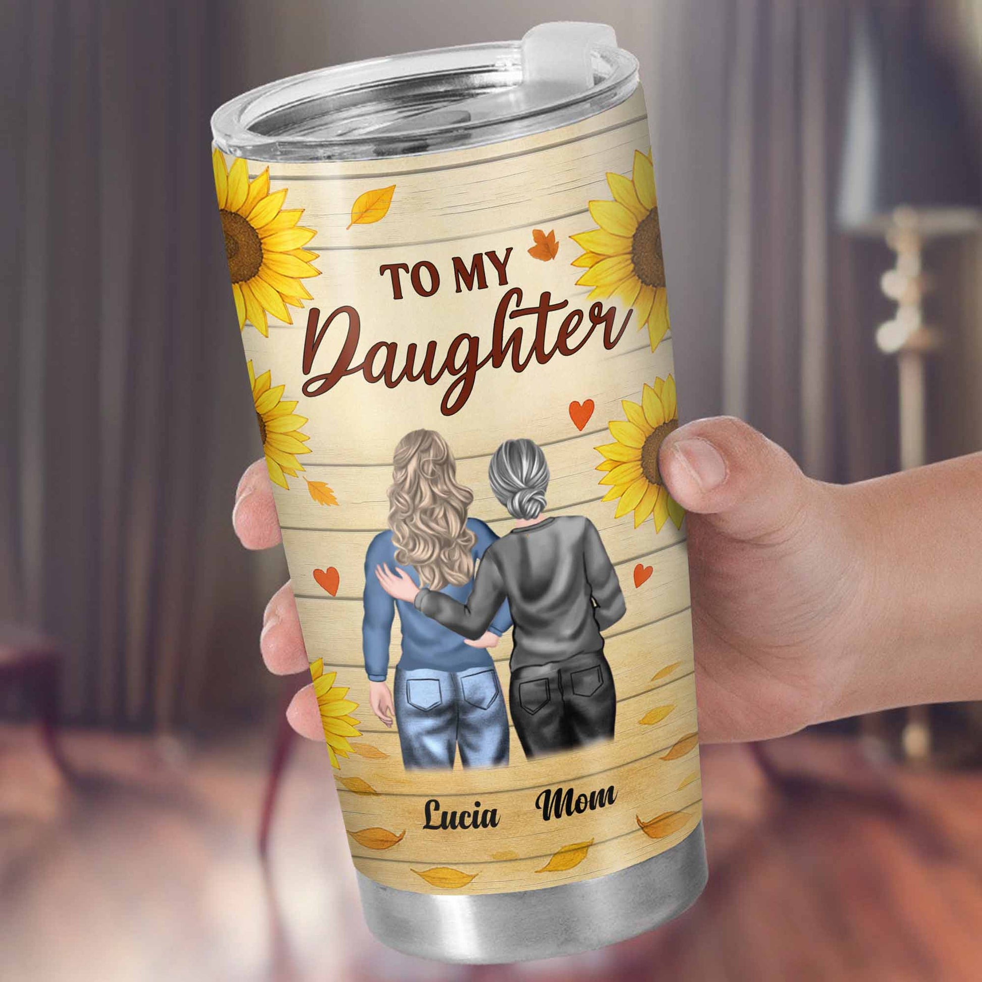 To My Daughter, Sunflowers and Hearts Design