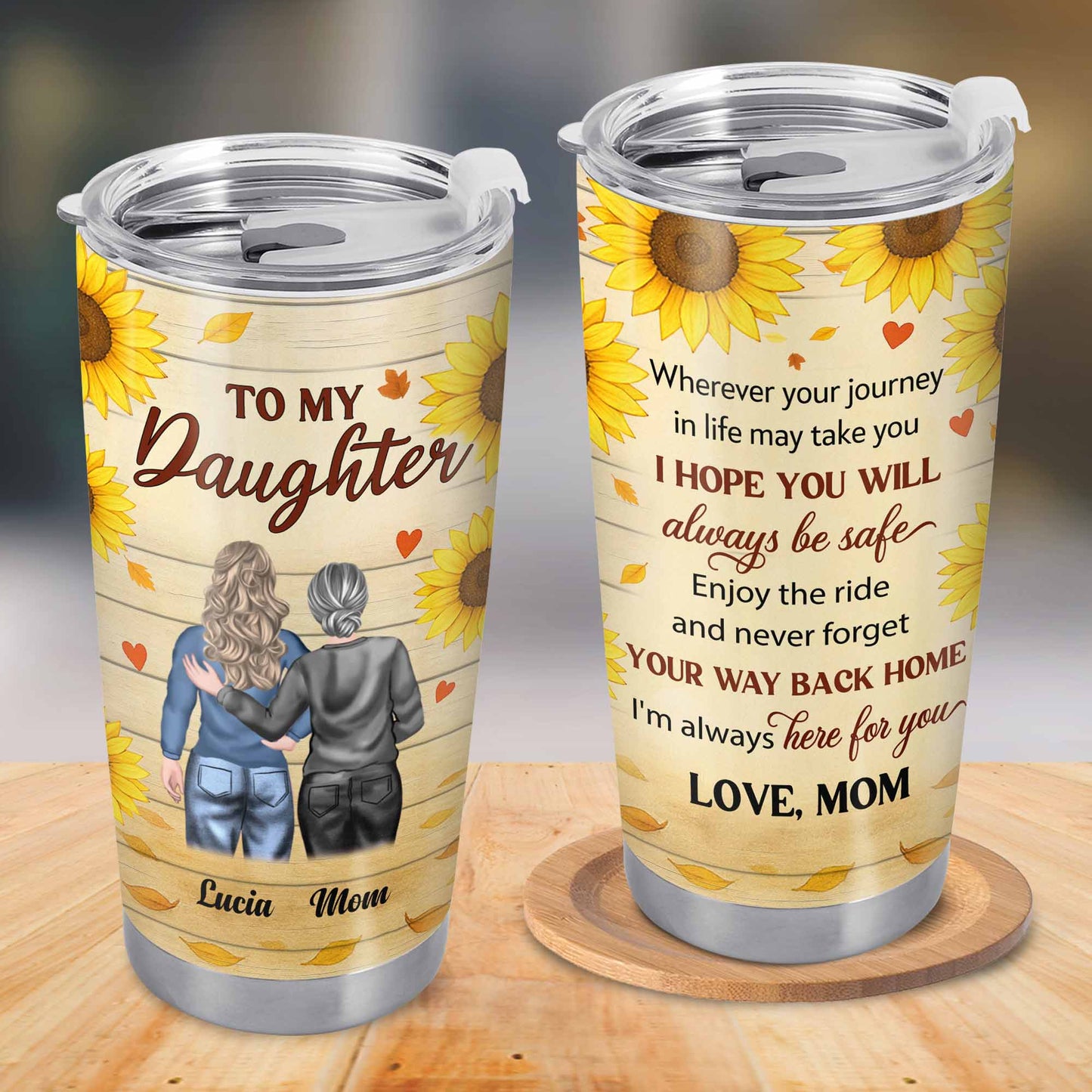 To My Daughter, Sunflowers and Hearts Design