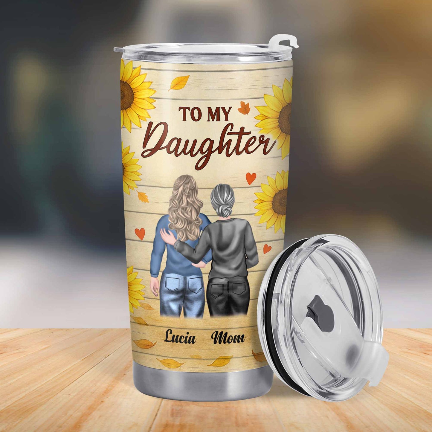 To My Daughter, Sunflowers and Hearts Design