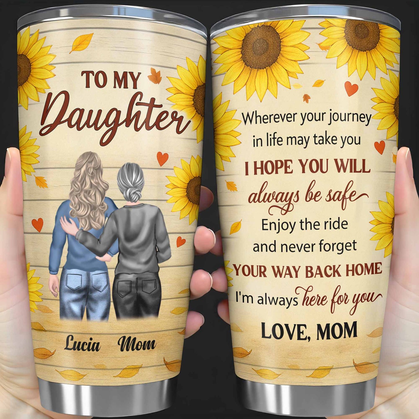 To My Daughter, Sunflowers and Hearts Design