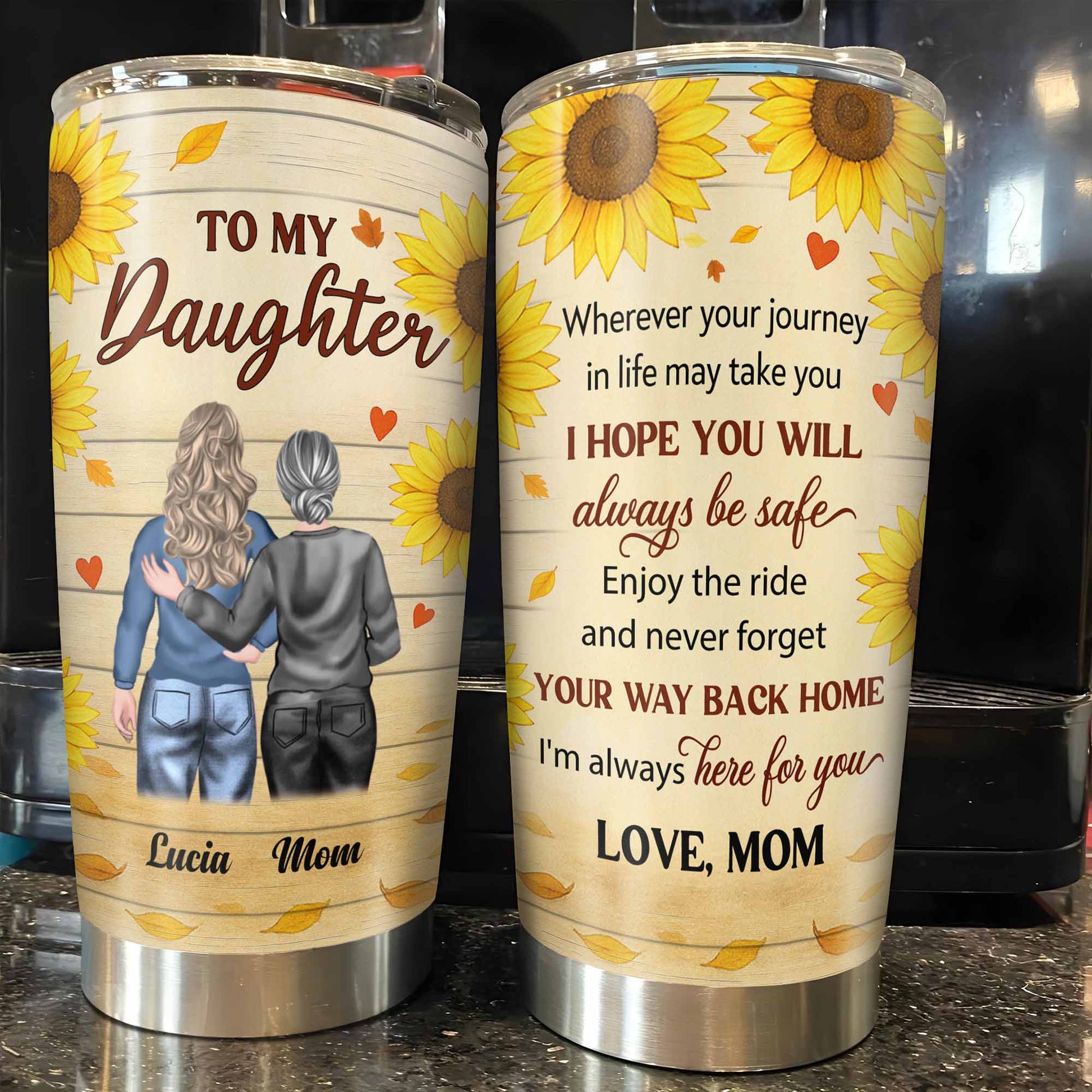 To My Daughter, Sunflowers and Hearts Design