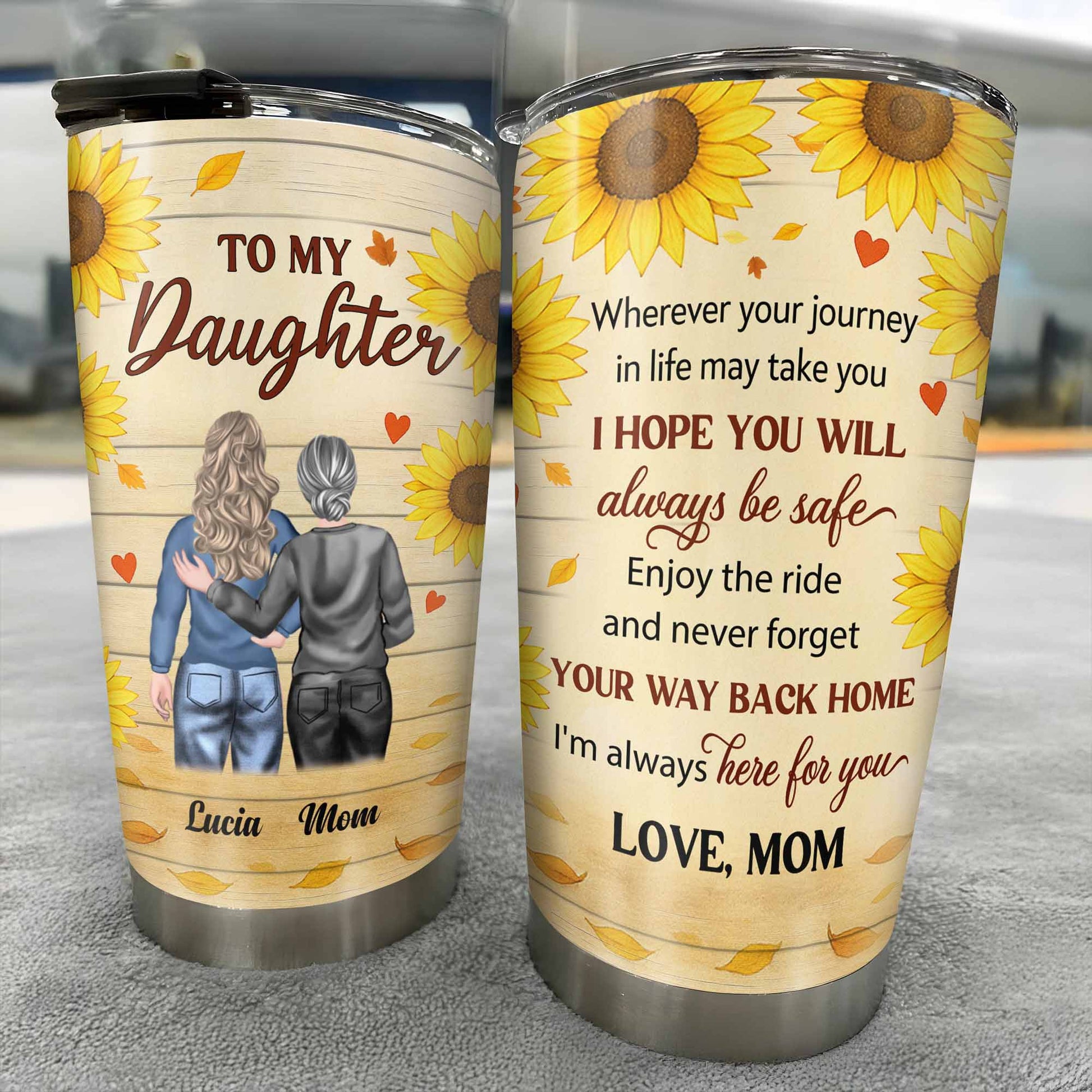 To My Daughter, Sunflowers and Hearts Design