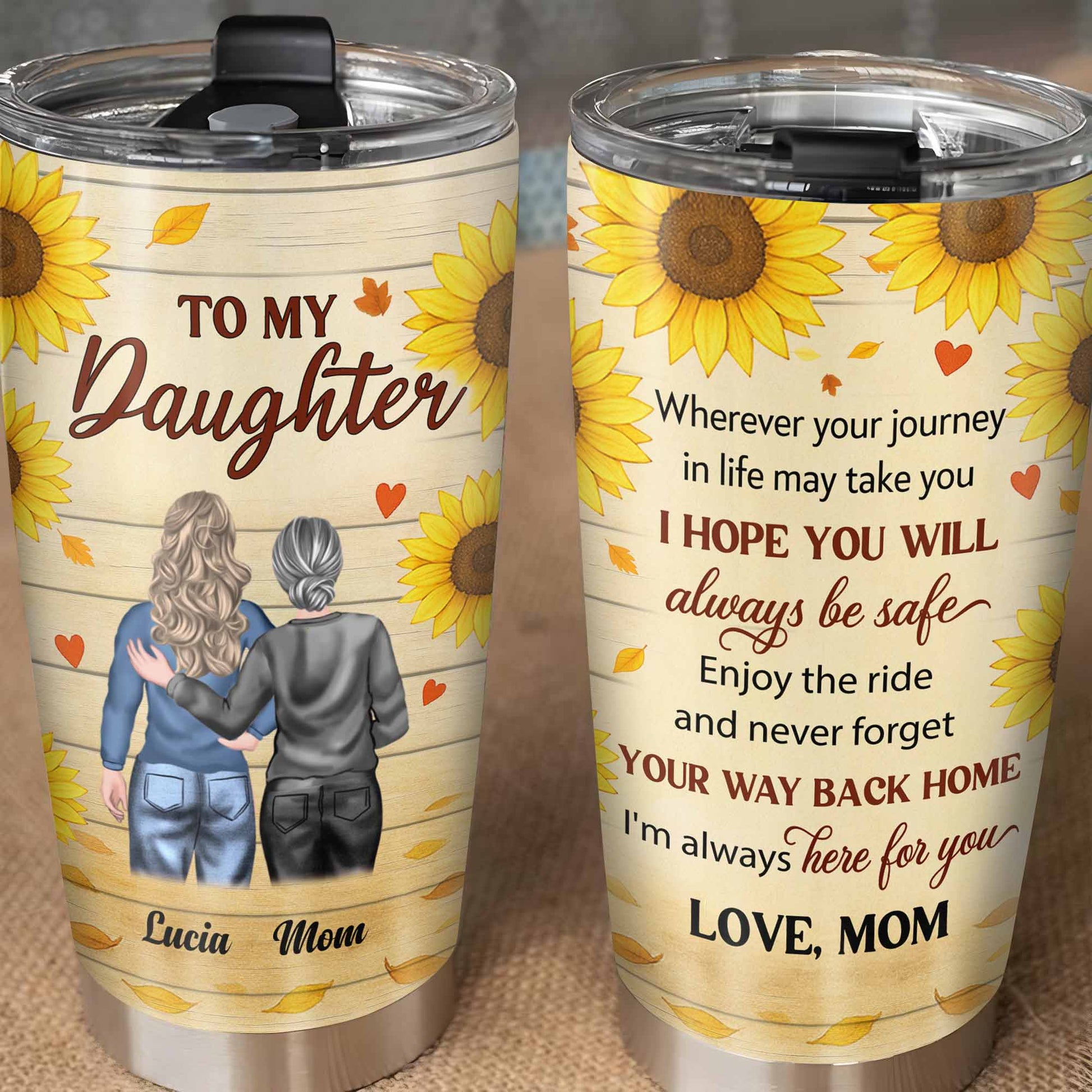 To My Daughter, Sunflowers and Hearts Design