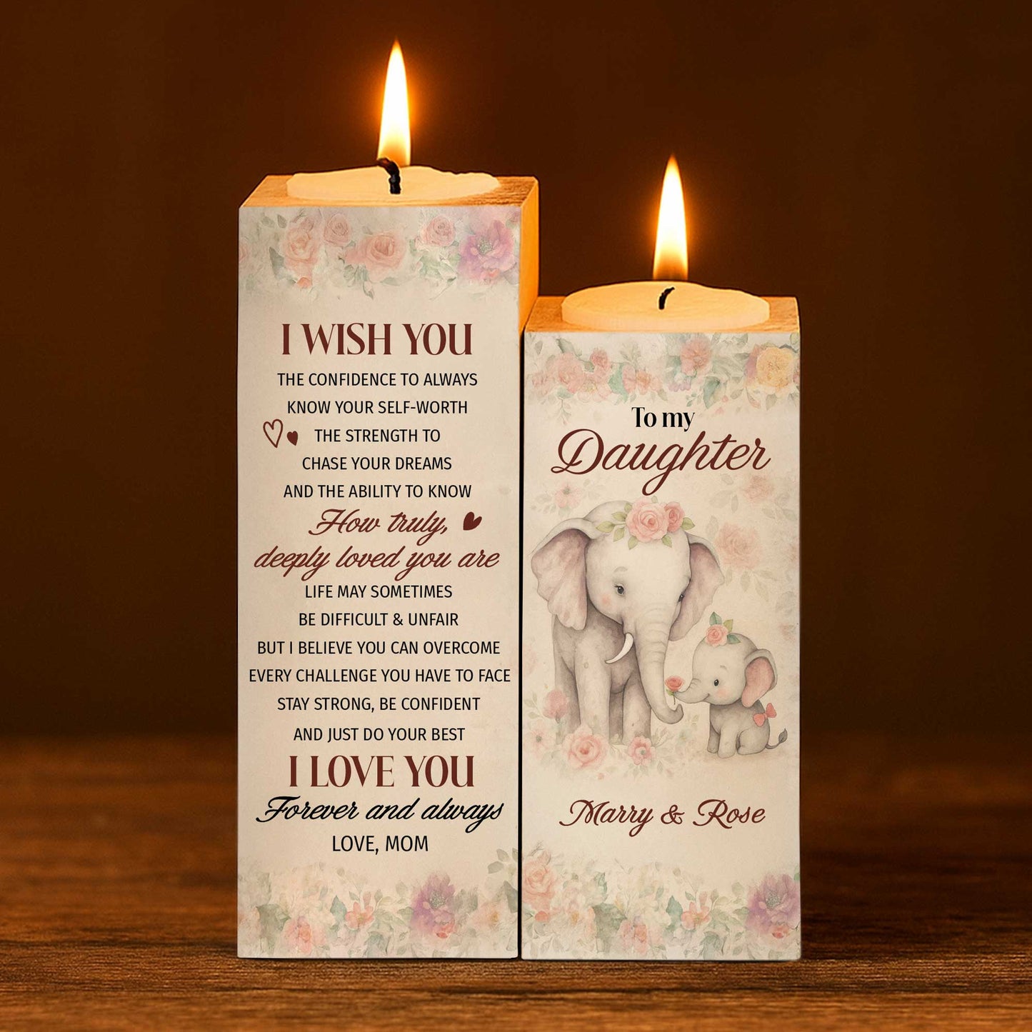 I Wish You Confidence, Strength, And Love Elephant and Flowers Design