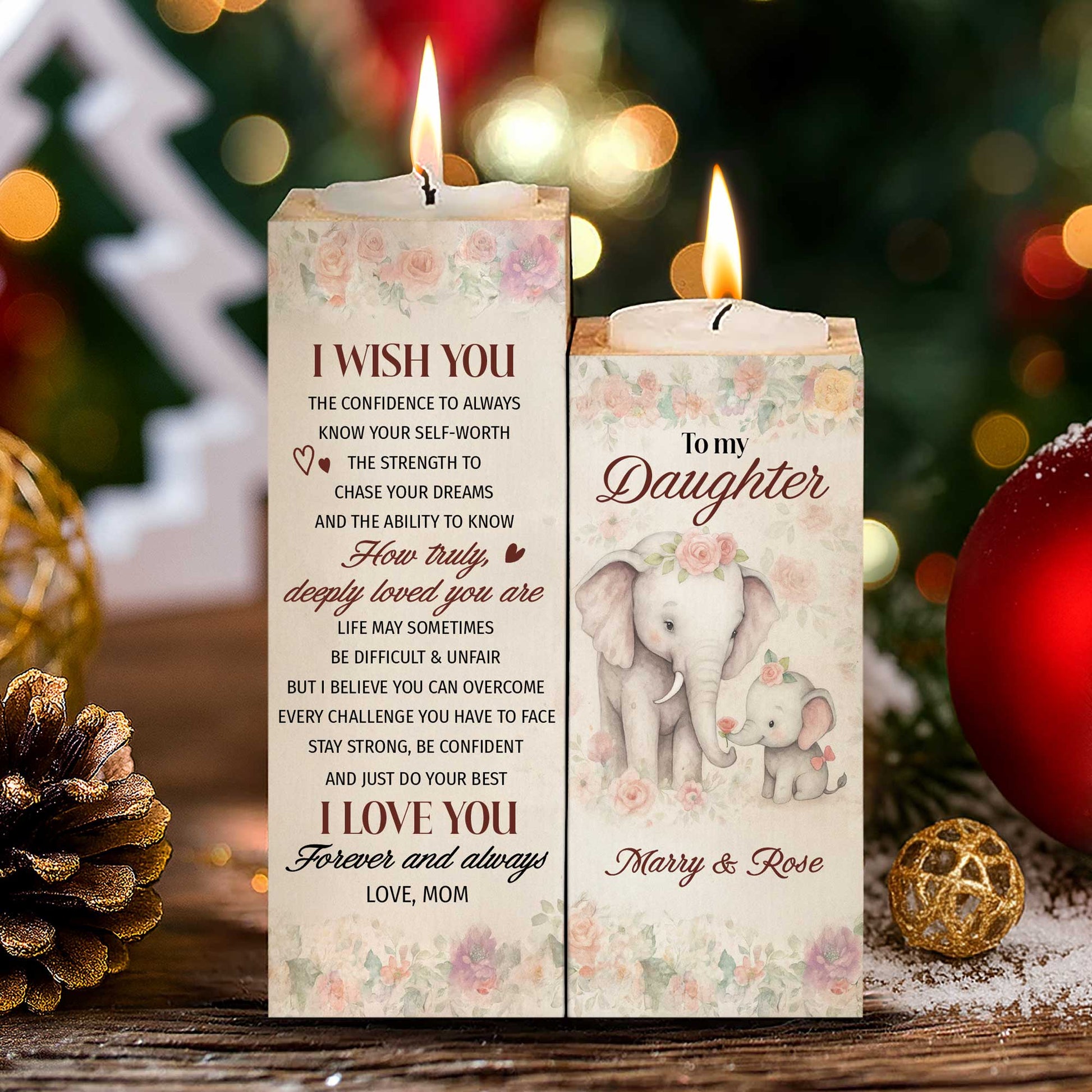 I Wish You Confidence, Strength, And Love Elephant and Flowers Design