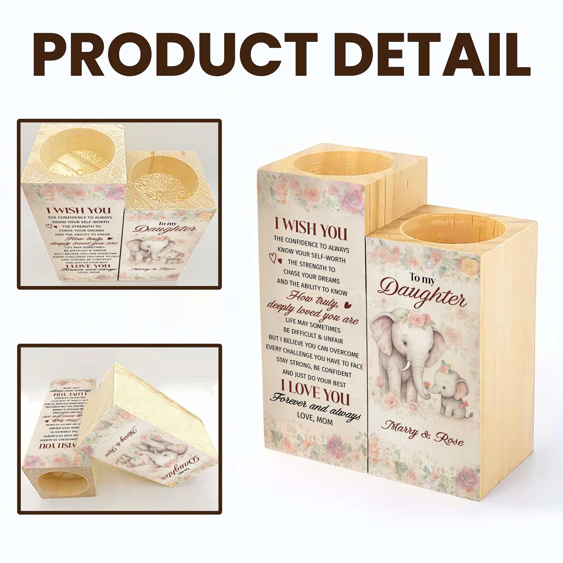 I Wish You Confidence, Strength, And Love Elephant and Flowers Design