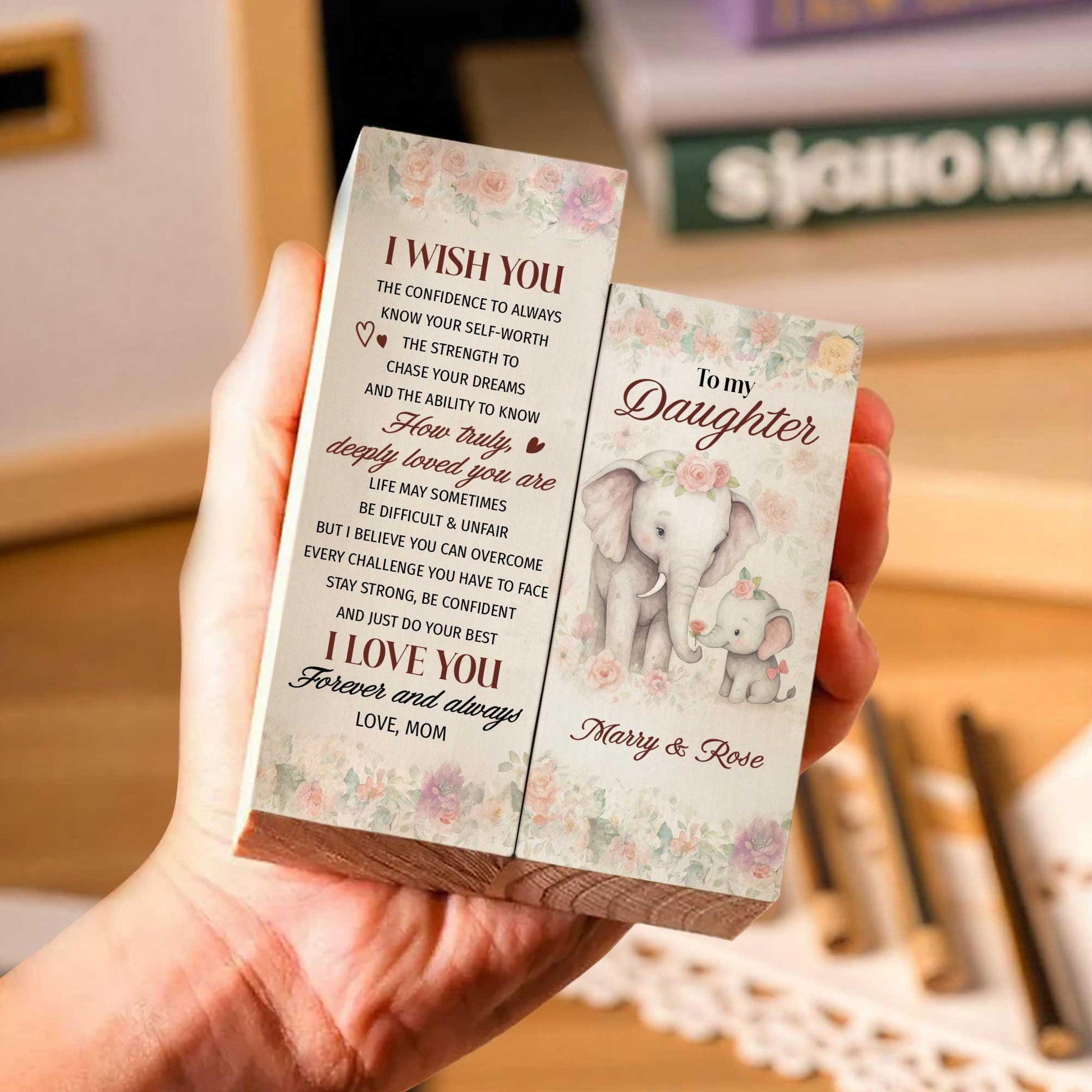 I Wish You Confidence, Strength, And Love Elephant and Flowers Design