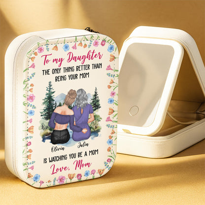 To My Daughter - Personalized Custom Jewelry Box With LED Mirror - DAU183_LEBOX