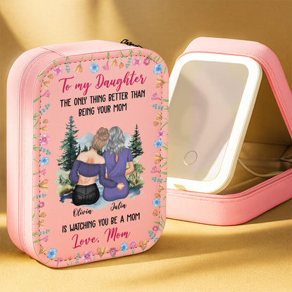To My Daughter - Personalized Custom Jewelry Box With LED Mirror - DAU183_LEBOX