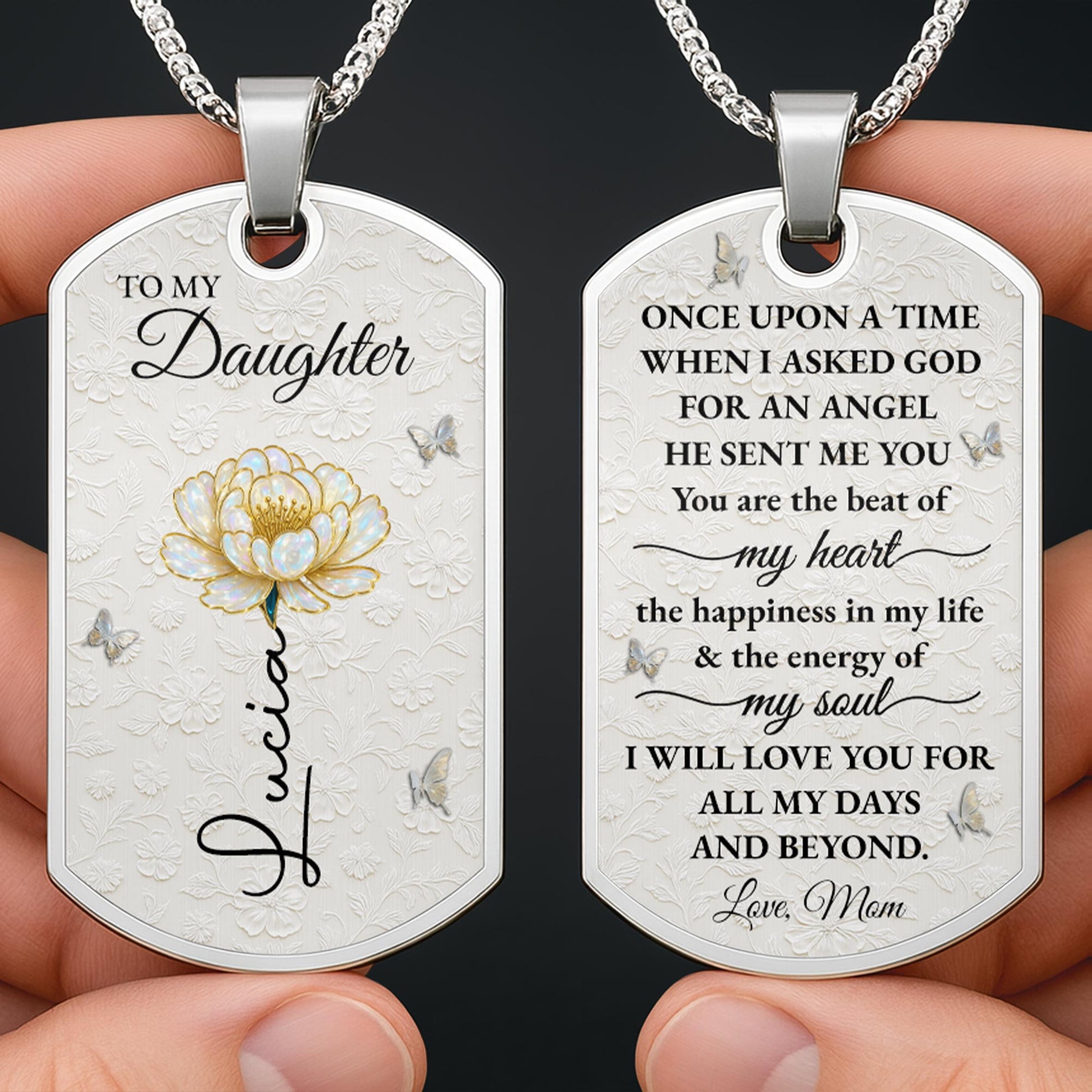 To My Daughter, Rose And Butterflies Love Message