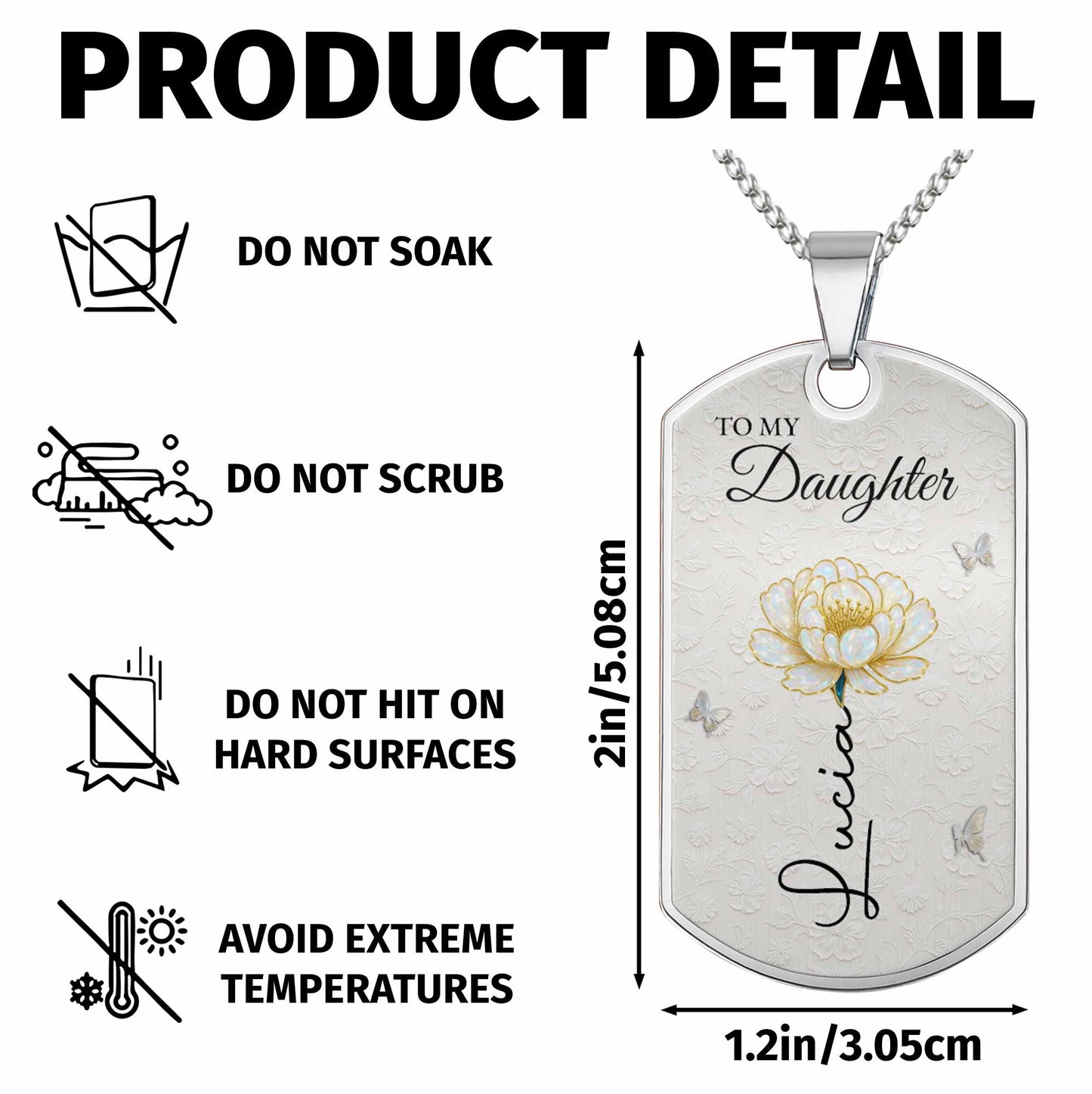 To My Daughter, Rose And Butterflies Love Message