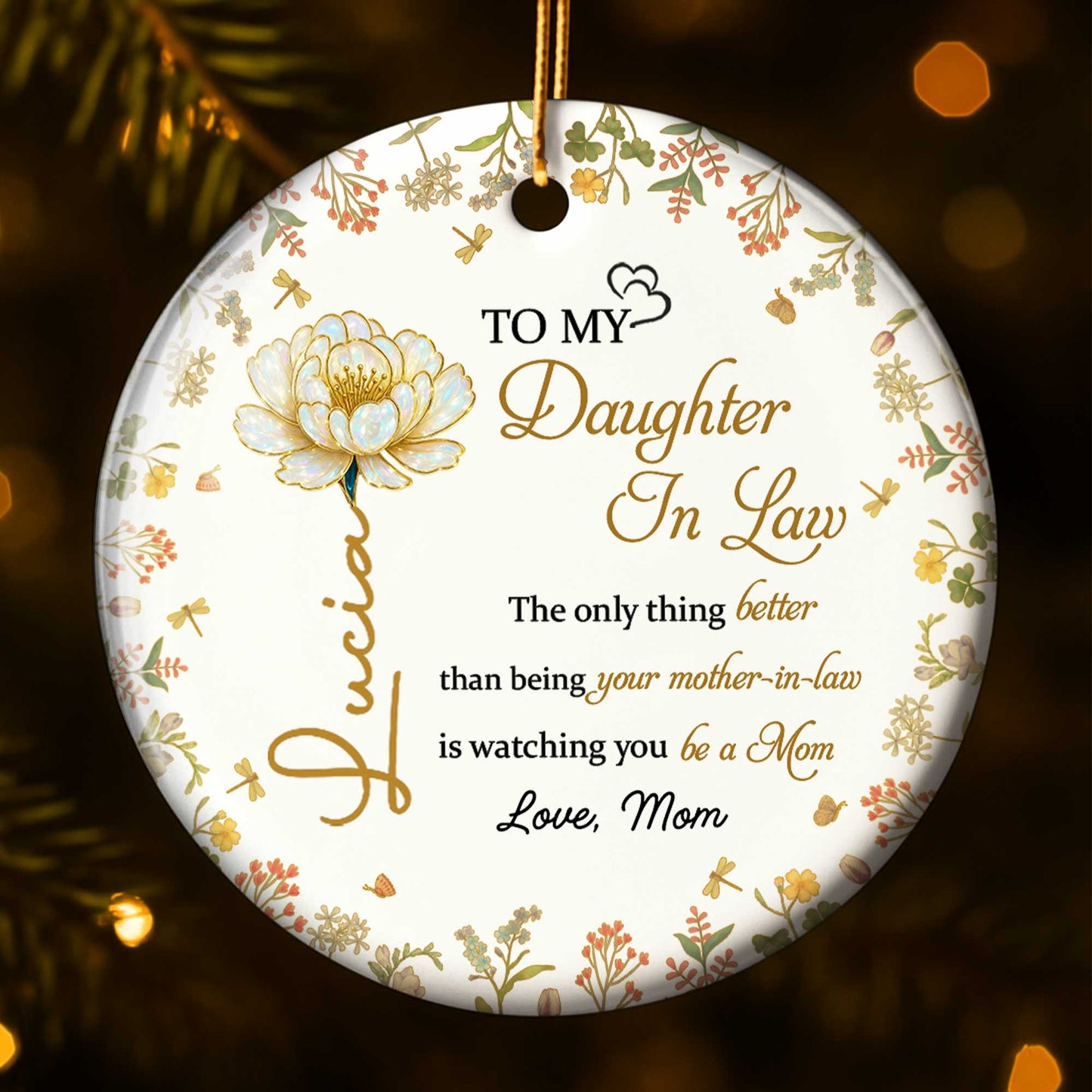 To My Daughter In Law, Flower and Autumn Leaves Ornament