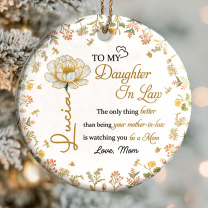 To My Daughter In Law, Flower and Autumn Leaves Ornament
