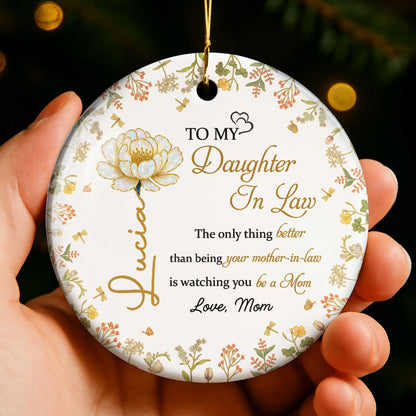 To My Daughter In Law, Flower and Autumn Leaves Ornament