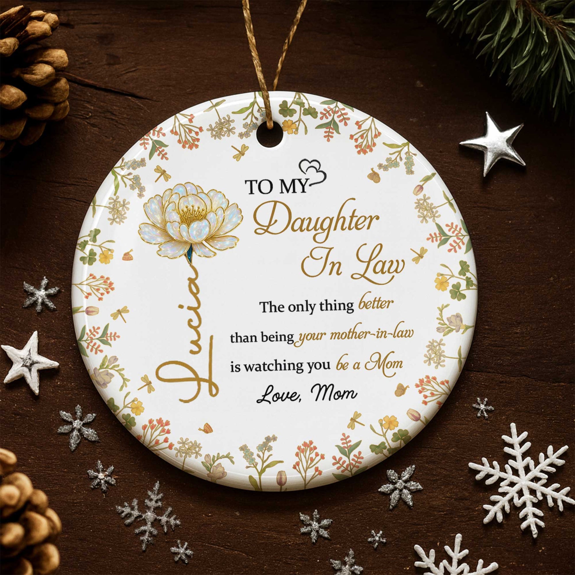 To My Daughter In Law, Flower and Autumn Leaves Ornament