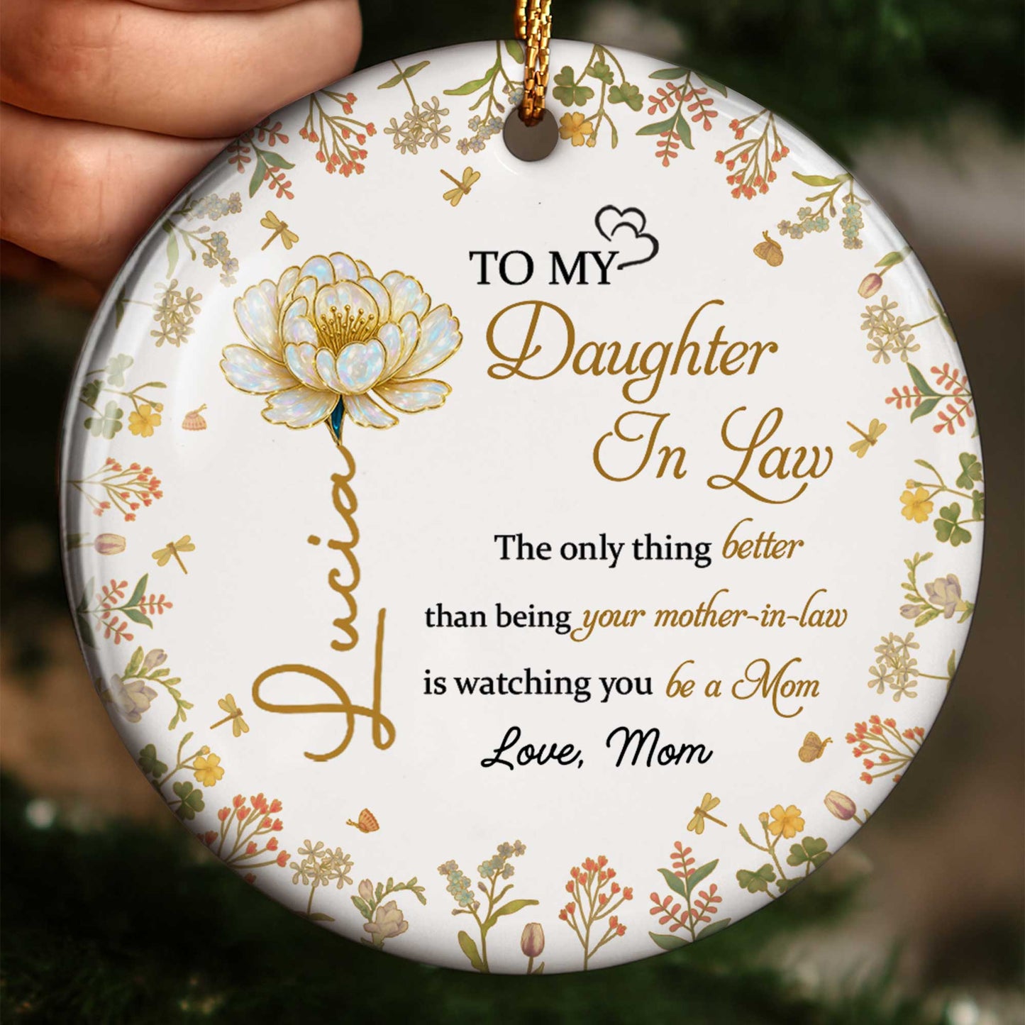 To My Daughter In Law, Flower and Autumn Leaves Ornament