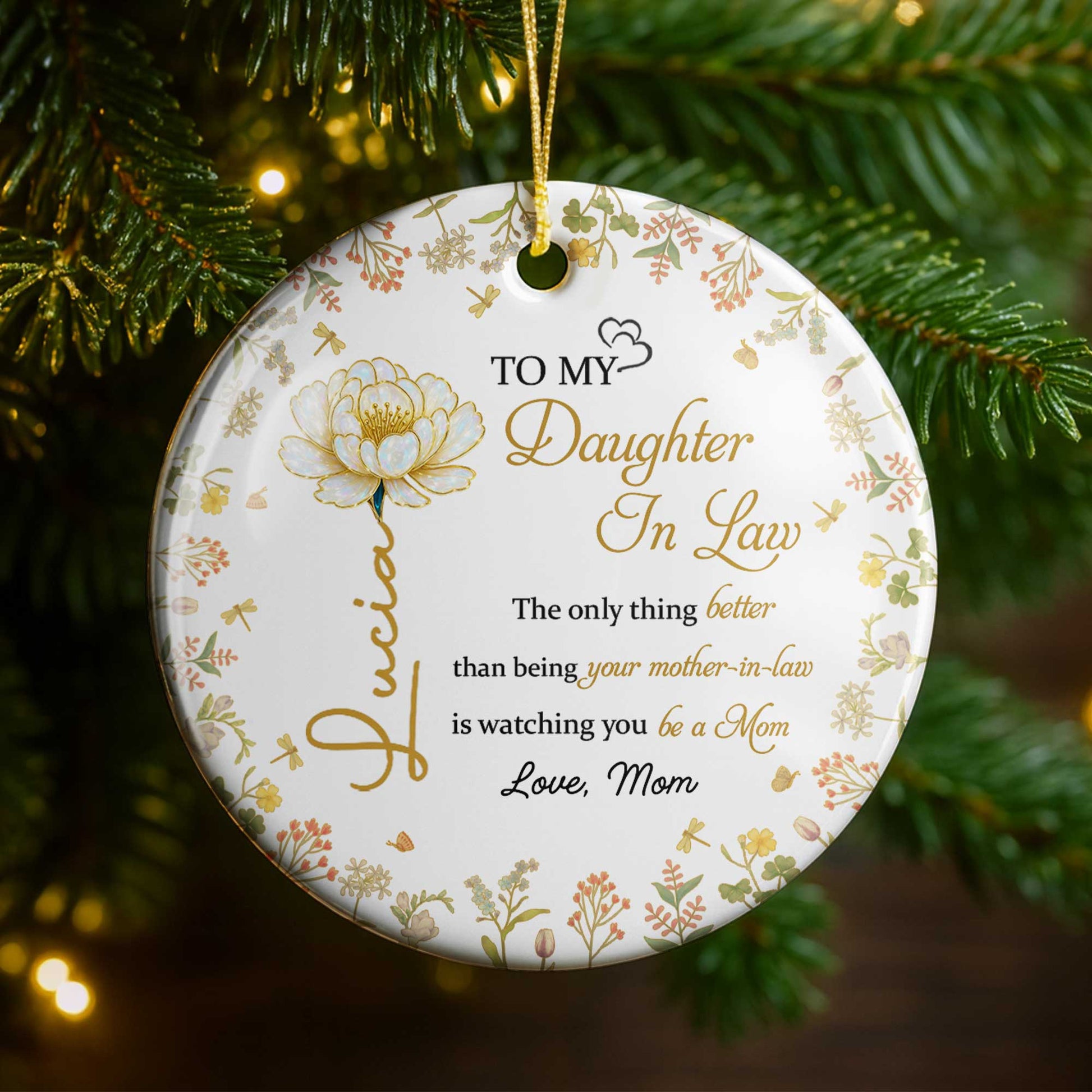 To My Daughter In Law, Flower and Autumn Leaves Ornament