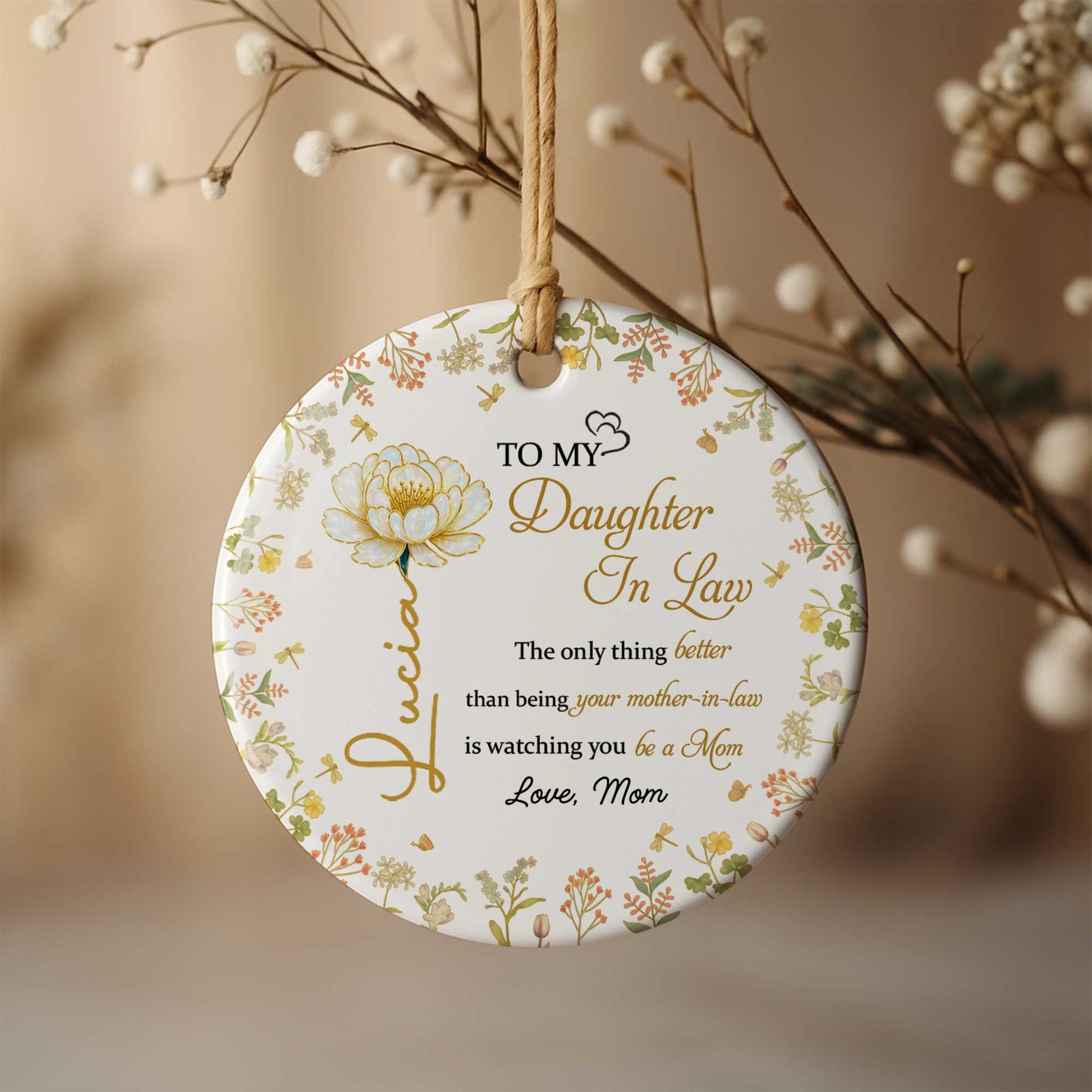 To My Daughter In Law, Flower and Autumn Leaves Ornament