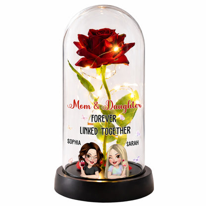 Mom & Daughter Forever Linked Together, Rose LED Lamp - Personalized Everlasting Rose Dome Lamp - DAU196_RLAMP
