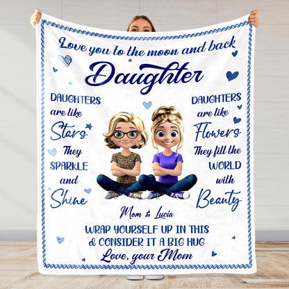 Love You To The Moon And Back, Stars And Flowers Design