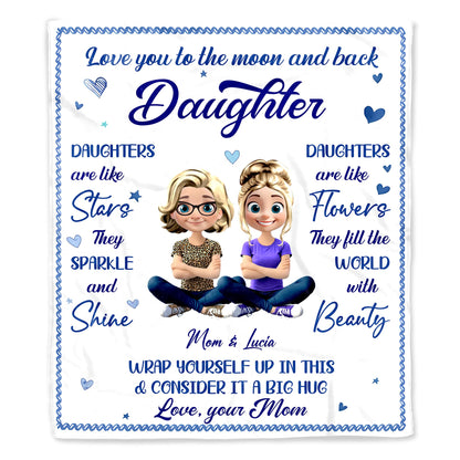 Love You To The Moon And Back, Stars And Flowers Design