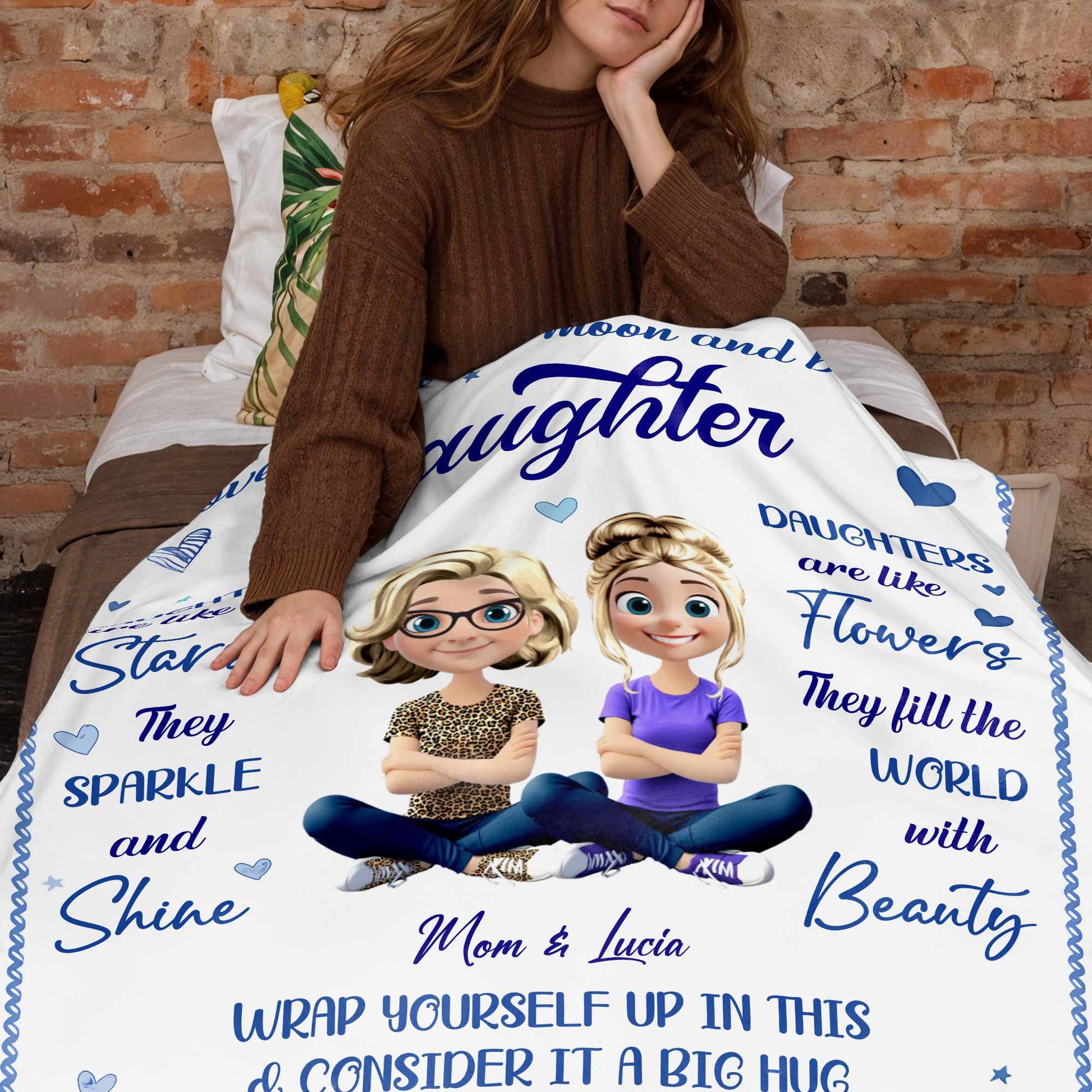 Love You To The Moon And Back, Stars And Flowers Design