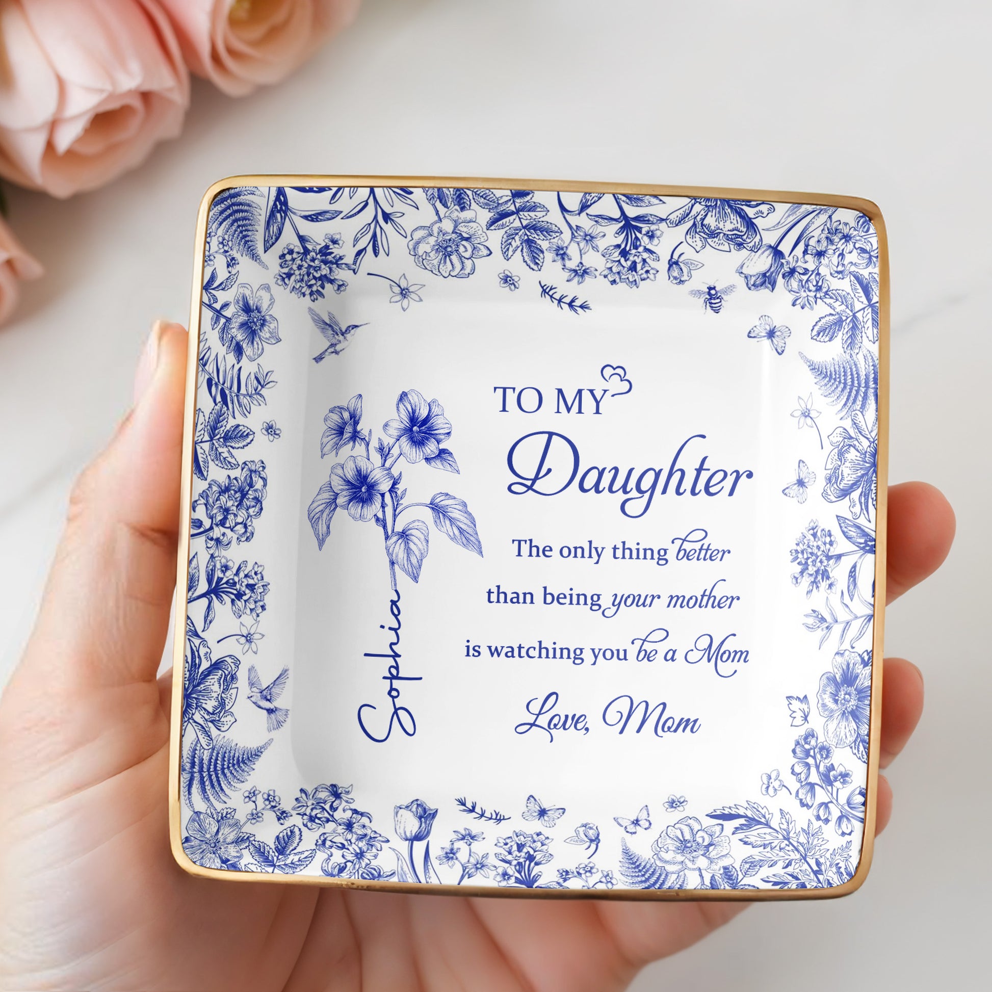 To My Daughter, Floral Design Ceramic Dish