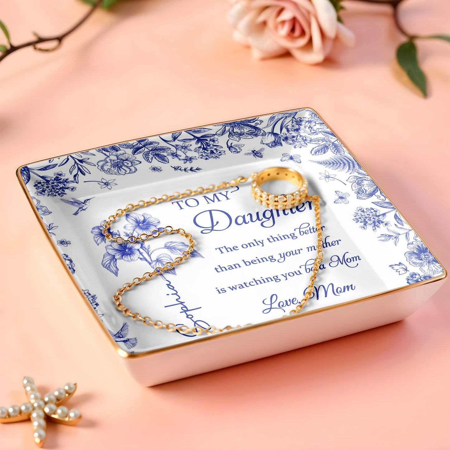 To My Daughter, Floral Design Ceramic Dish