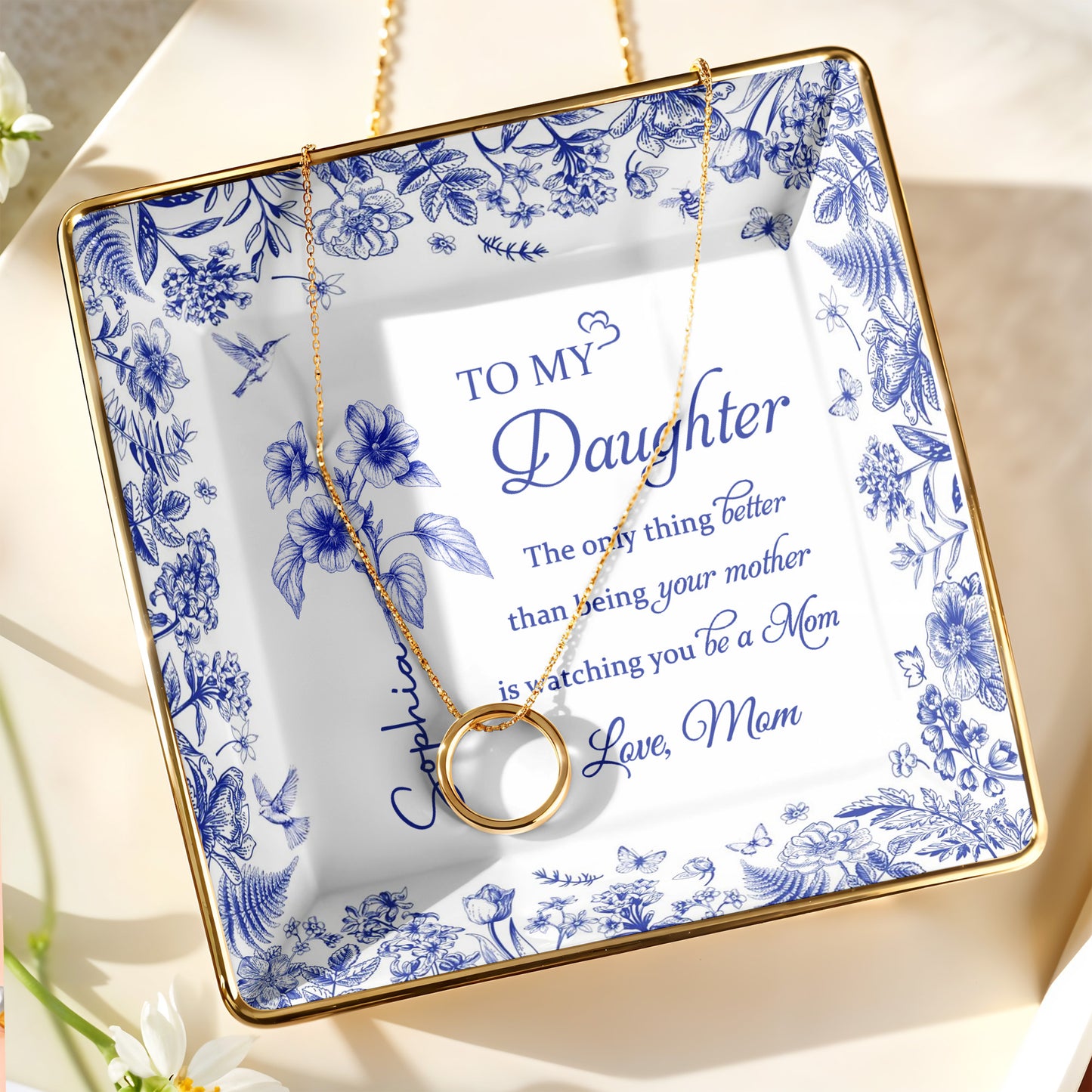 To My Daughter, Floral Design Ceramic Dish