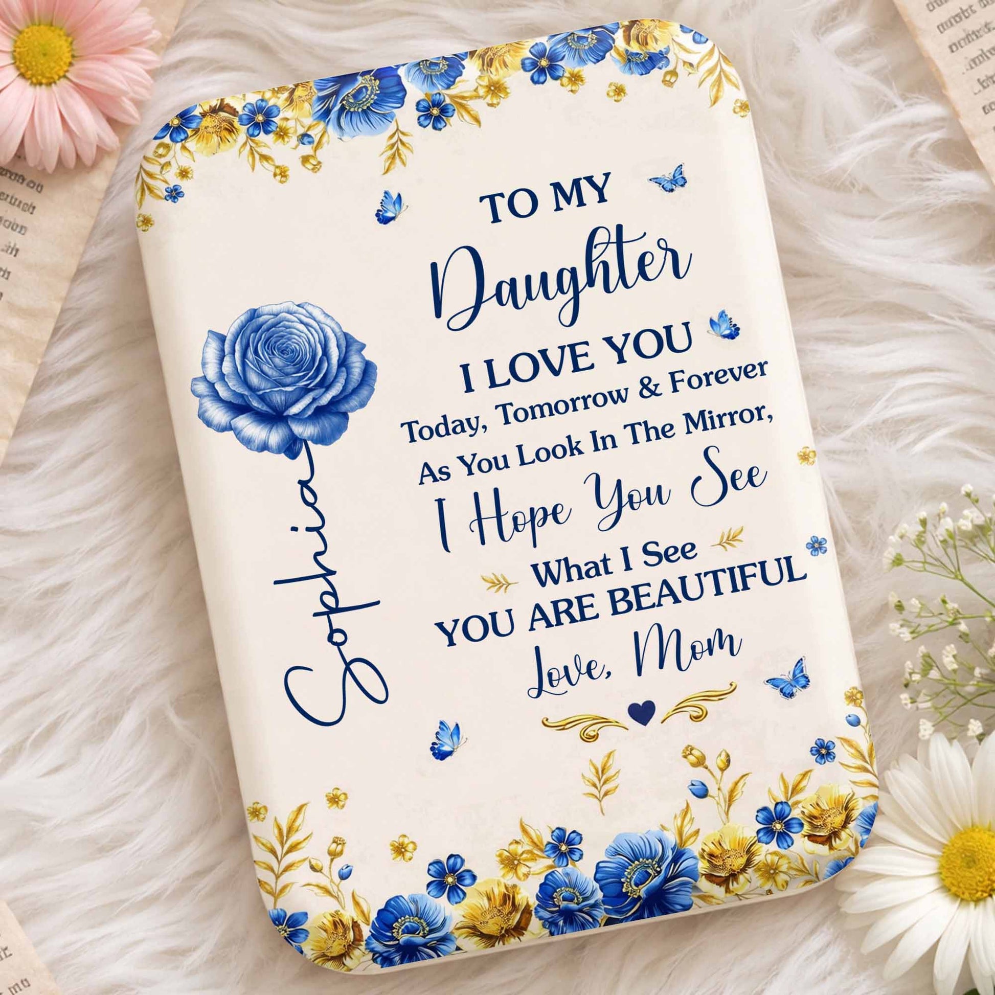 To My Daughter I Love You Beautiful Blue Rose Flowers