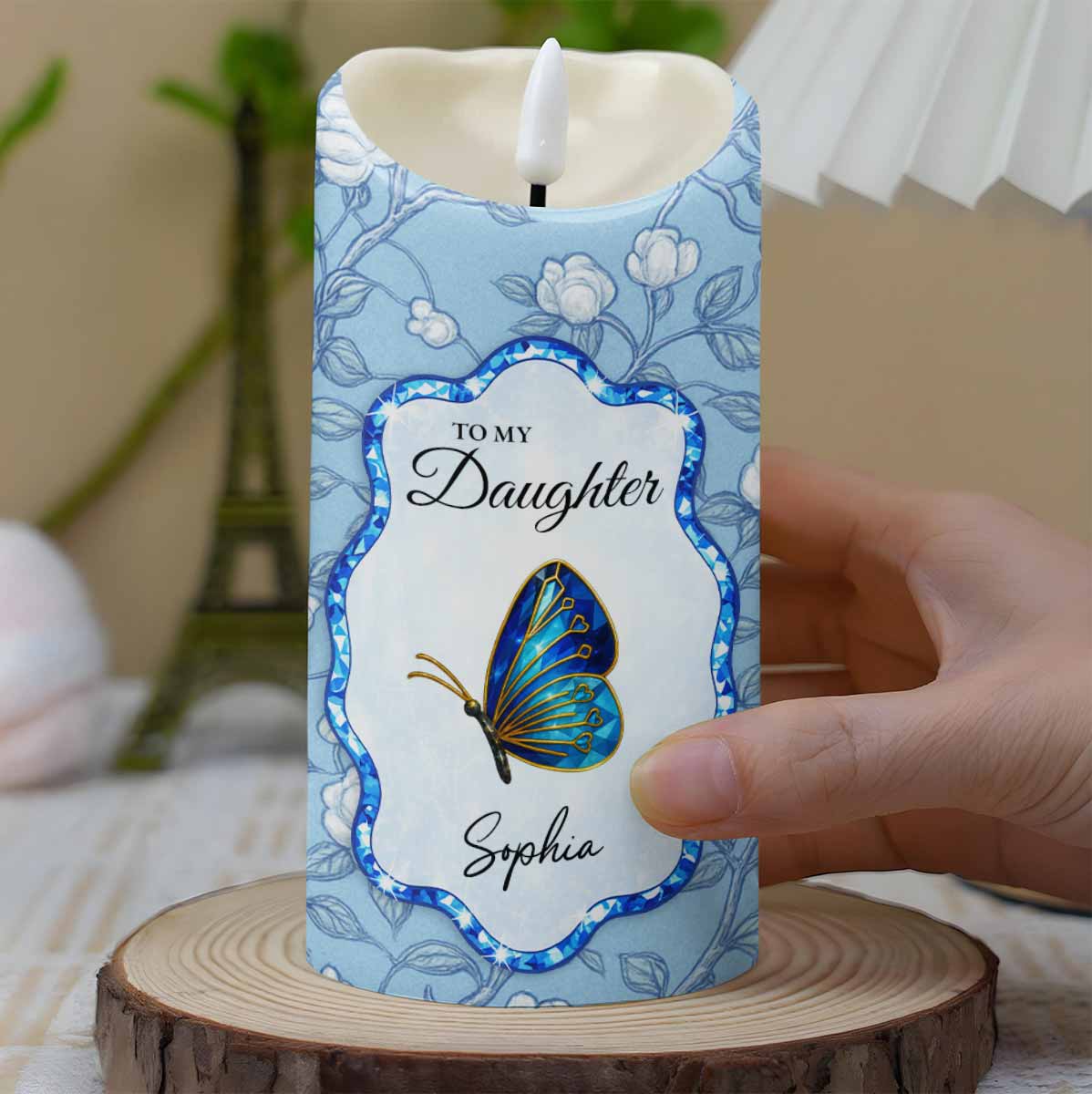 To My Daughter, Love Mom, Butterfly and Flowers