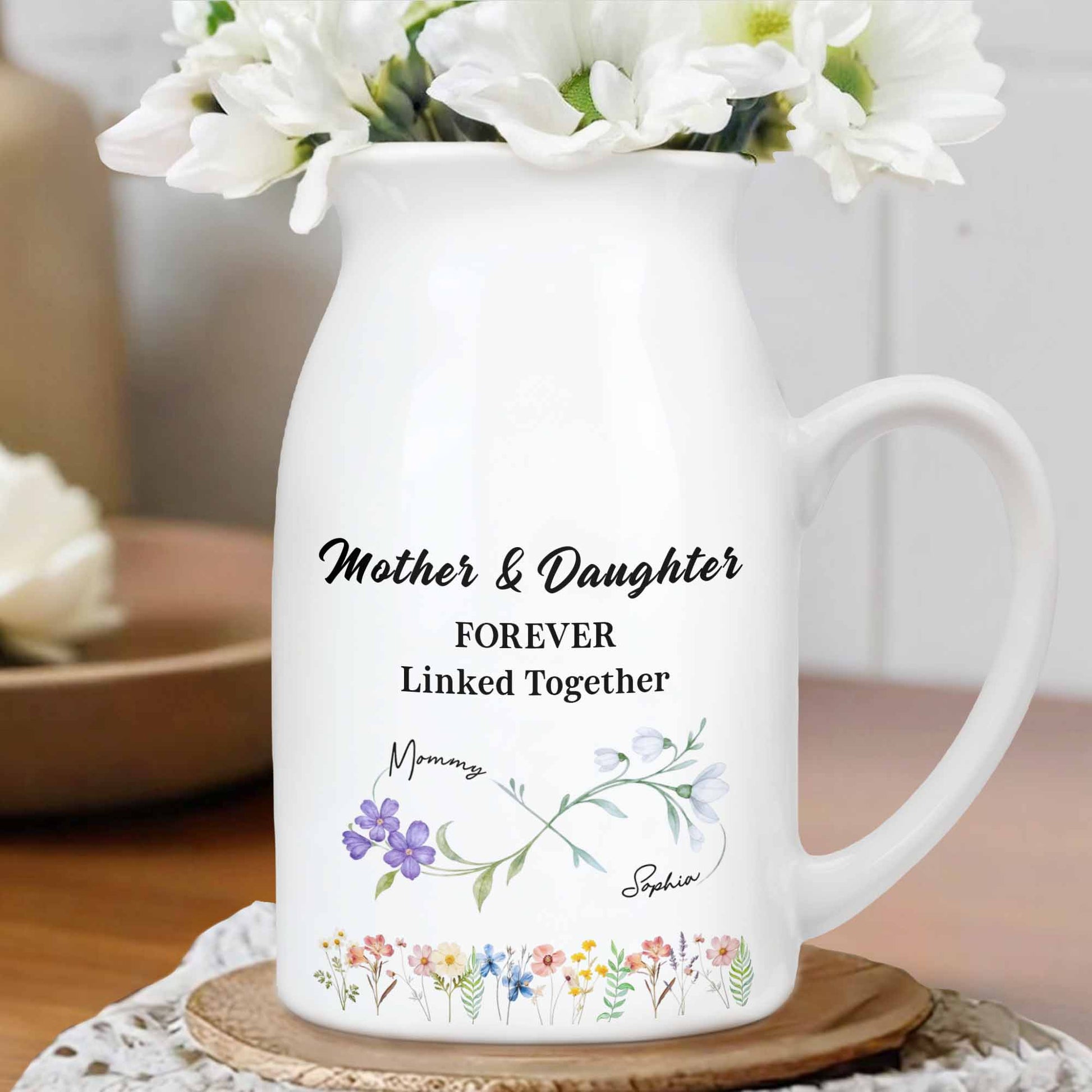 Mother & Daughter Forever Linked Together With Flowers