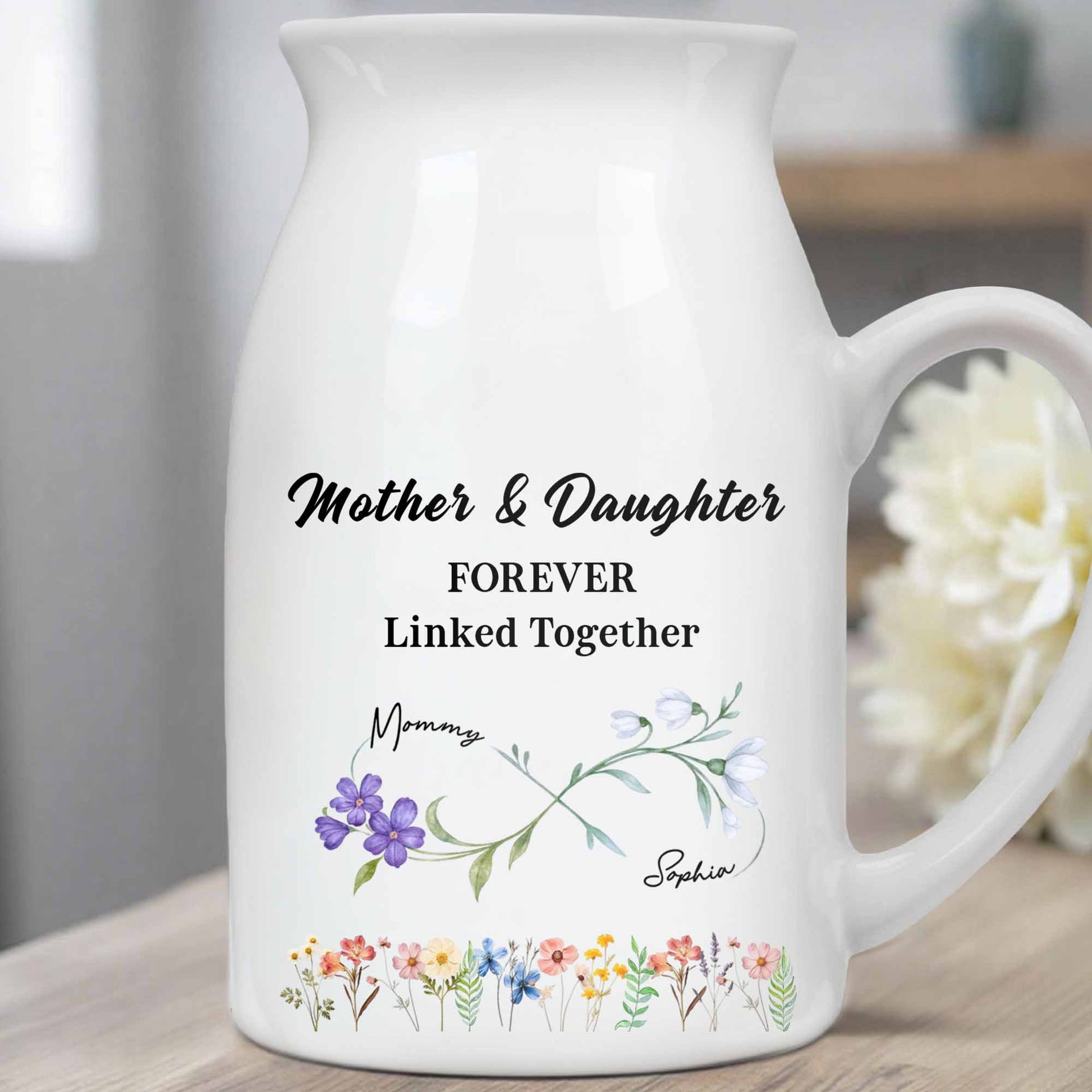 Mother & Daughter Forever Linked Together With Flowers