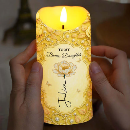 To My Bonus Daughter Flower Script Design Candle