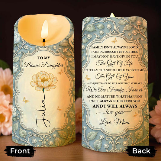To My Bonus Daughter Flower Script Design Candle