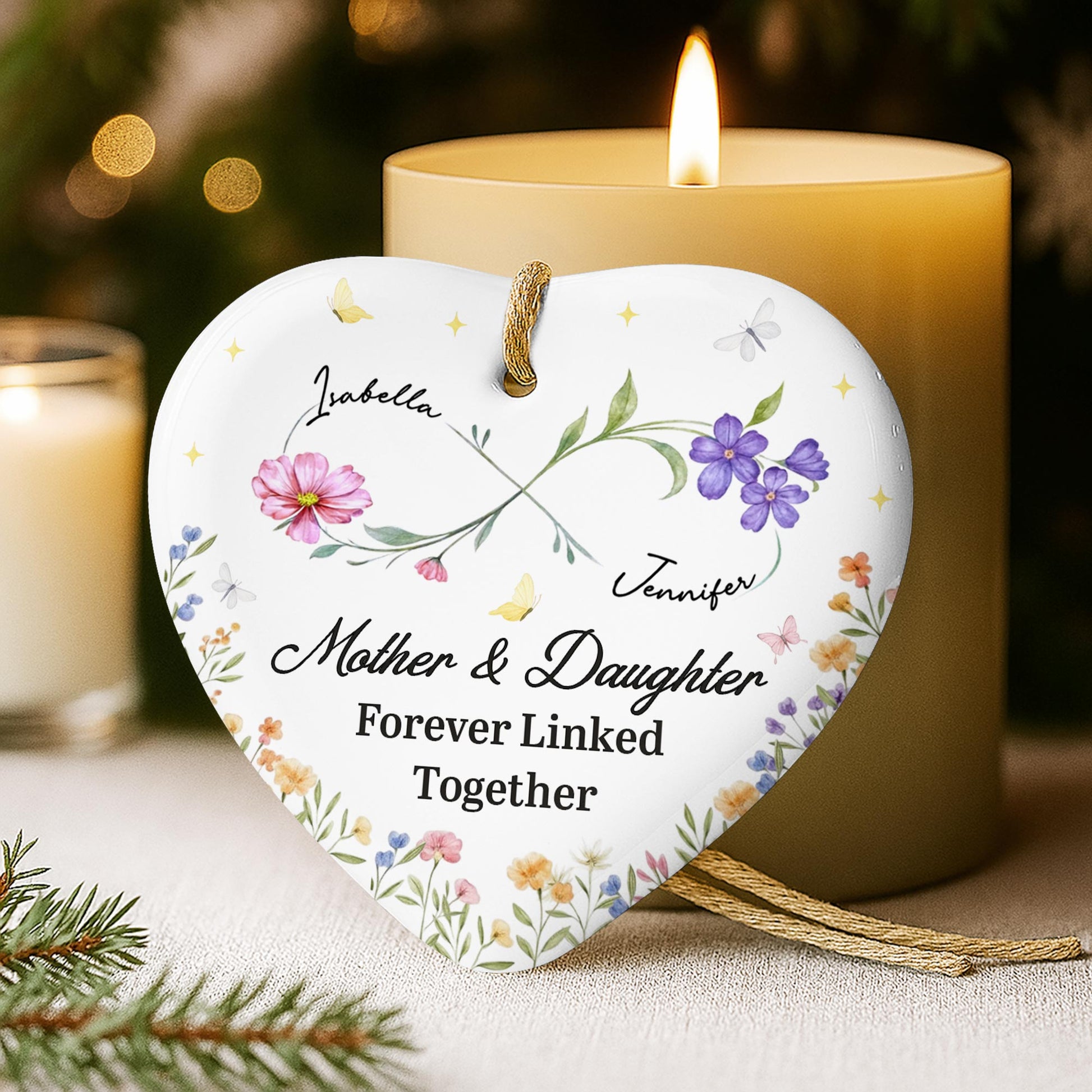 Mother & Daughter Forever Linked Together With Flowers