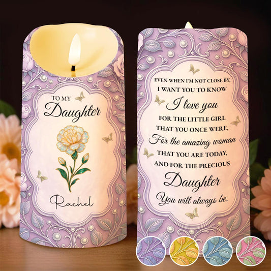 To My Daughter, Flowers And Butterflies Personalized Candle
