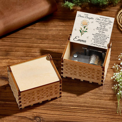 To My Bonus Daughter Love Message With Flower and Butterflies - Custom Music Box With "You Are My Sunshine" Tune - DAU265_MZB