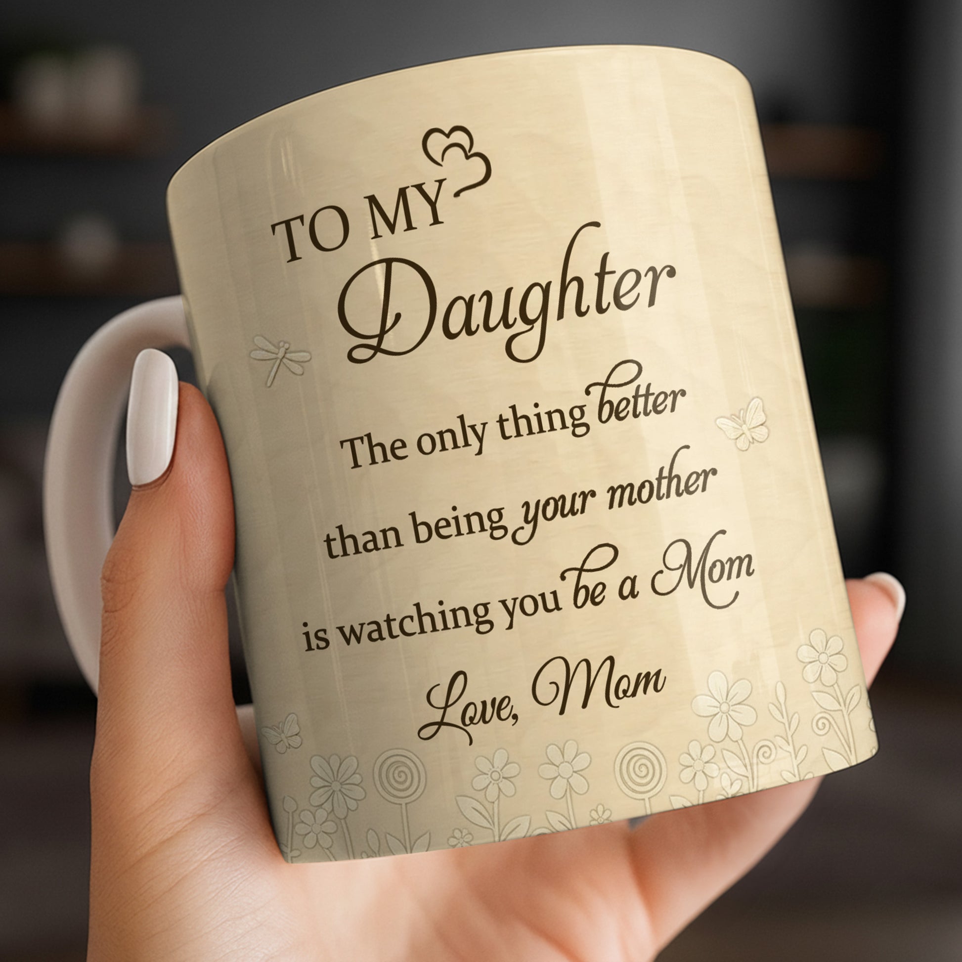 To My Daughter, Flowers and Hearts Design