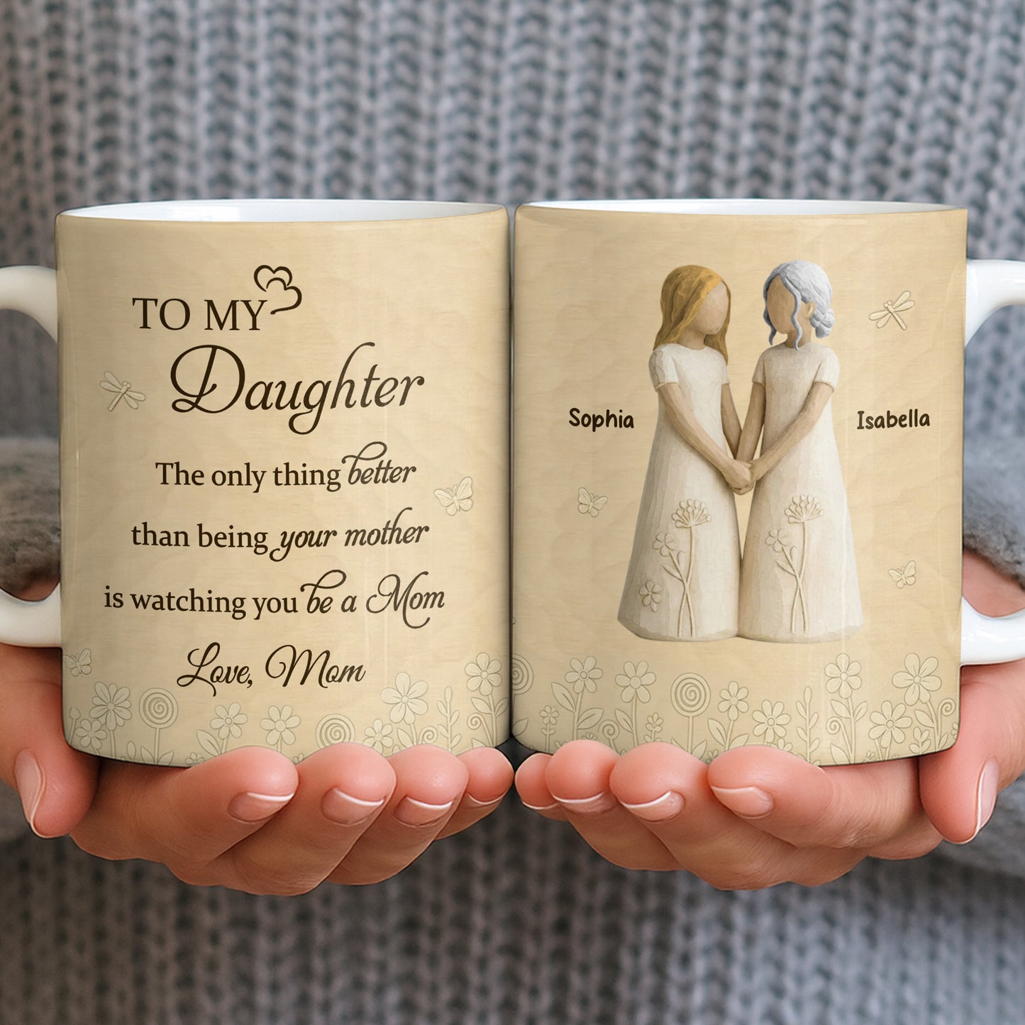 To My Daughter, Flowers and Hearts Design