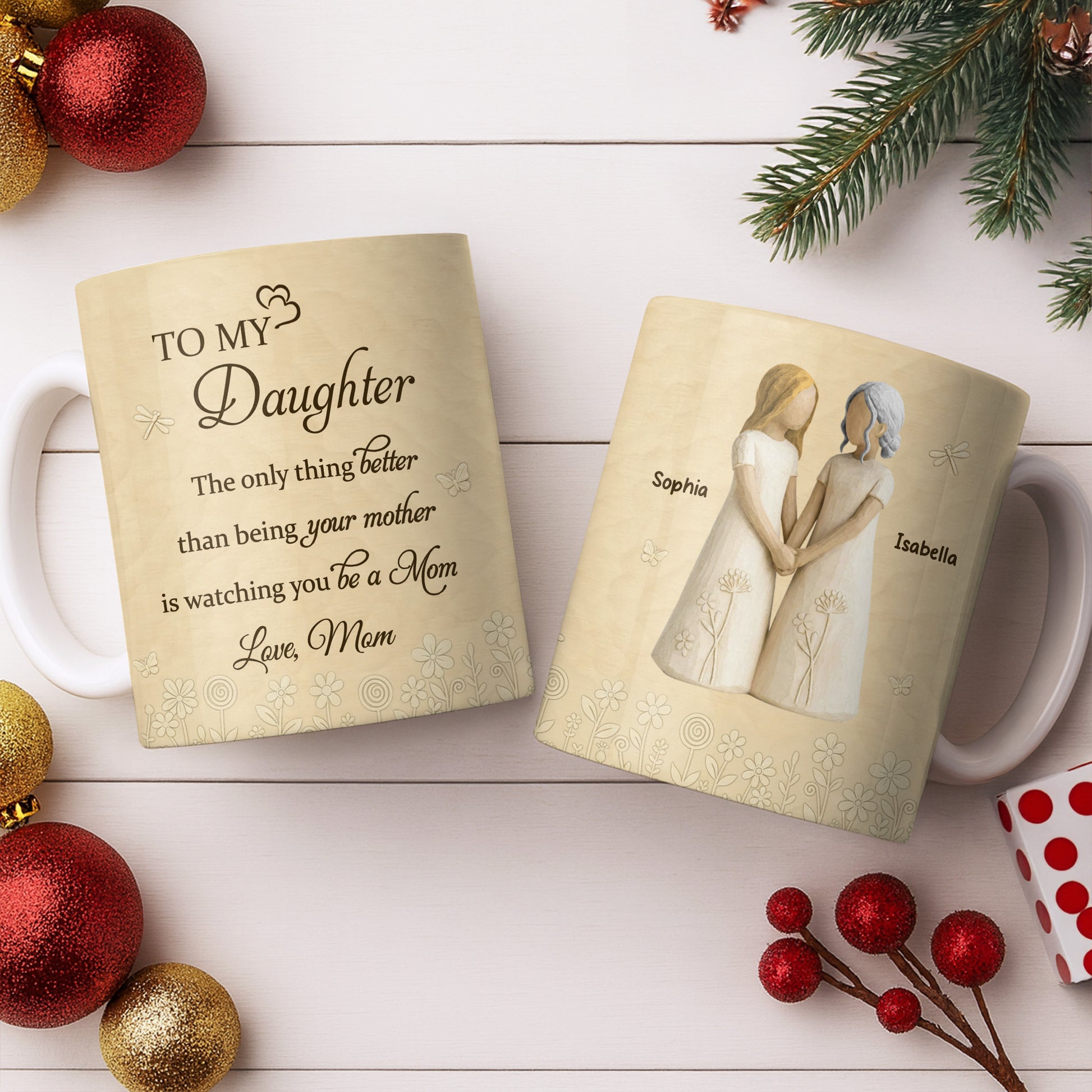 To My Daughter, Flowers and Hearts Design