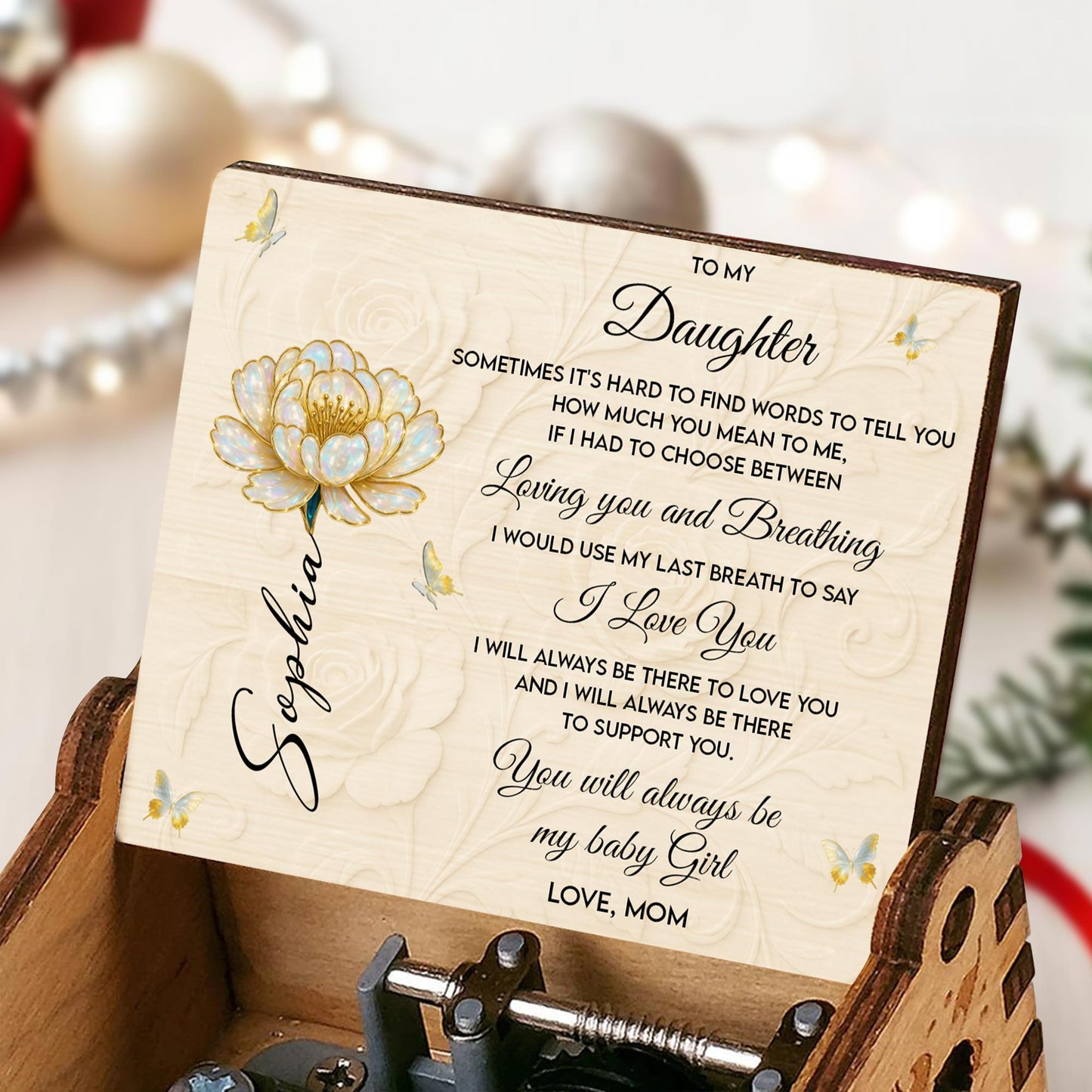 To My Daughter, Flower And Butterflies Love Message